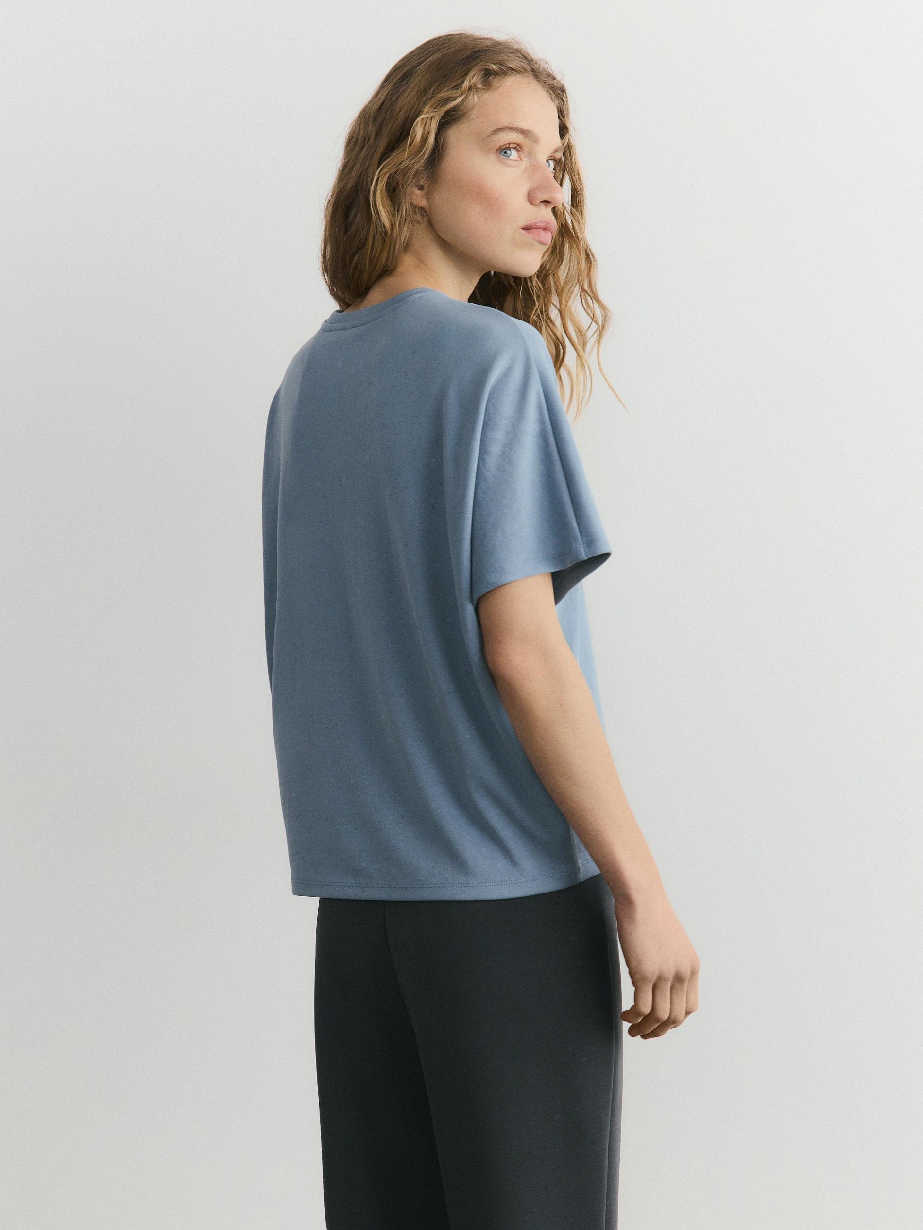Blue Modal Blend Oversized T-Shirt, Blue, large image number 3