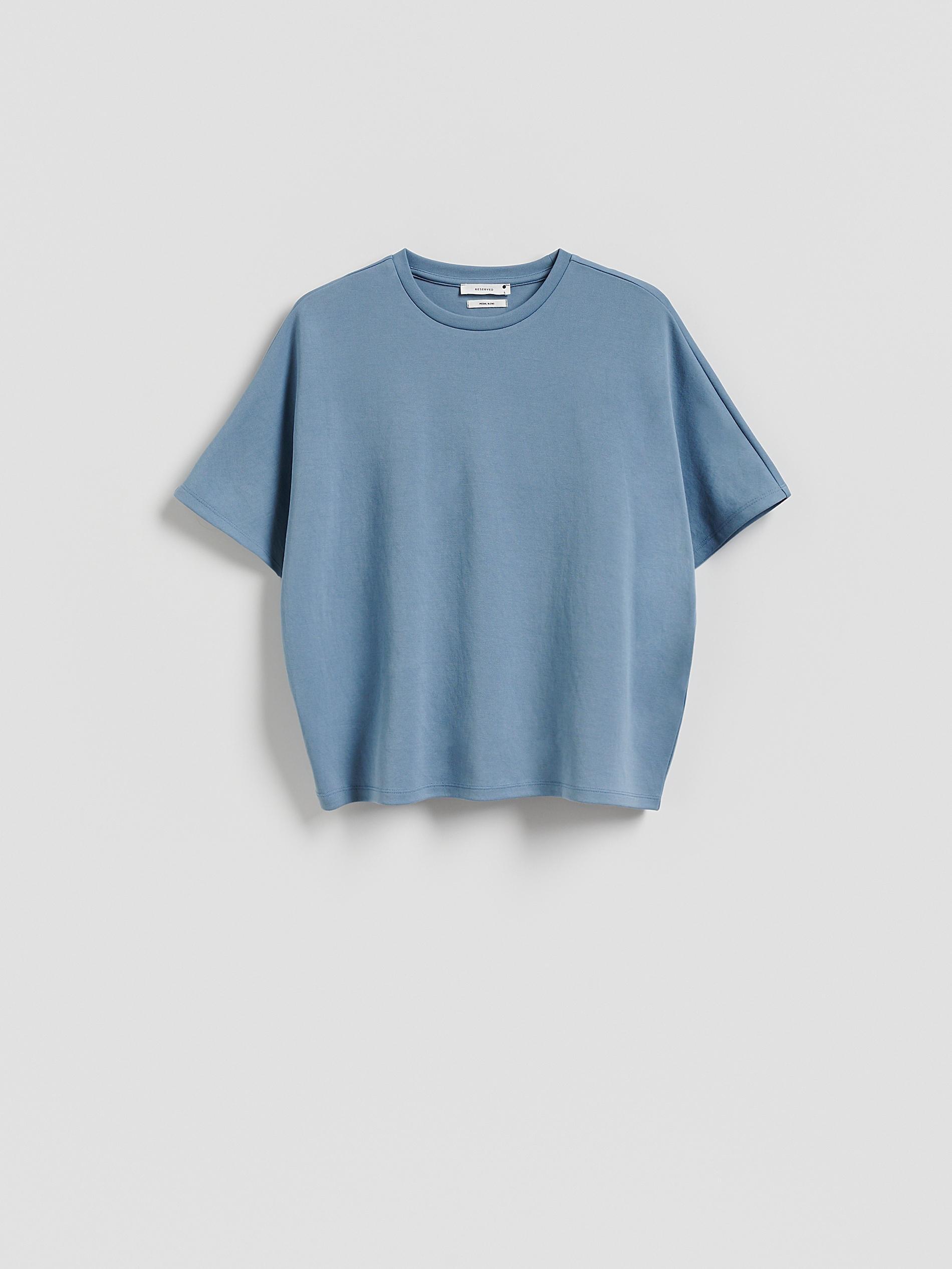 Blue Modal Blend Oversized T-Shirt, Blue, large image number 4