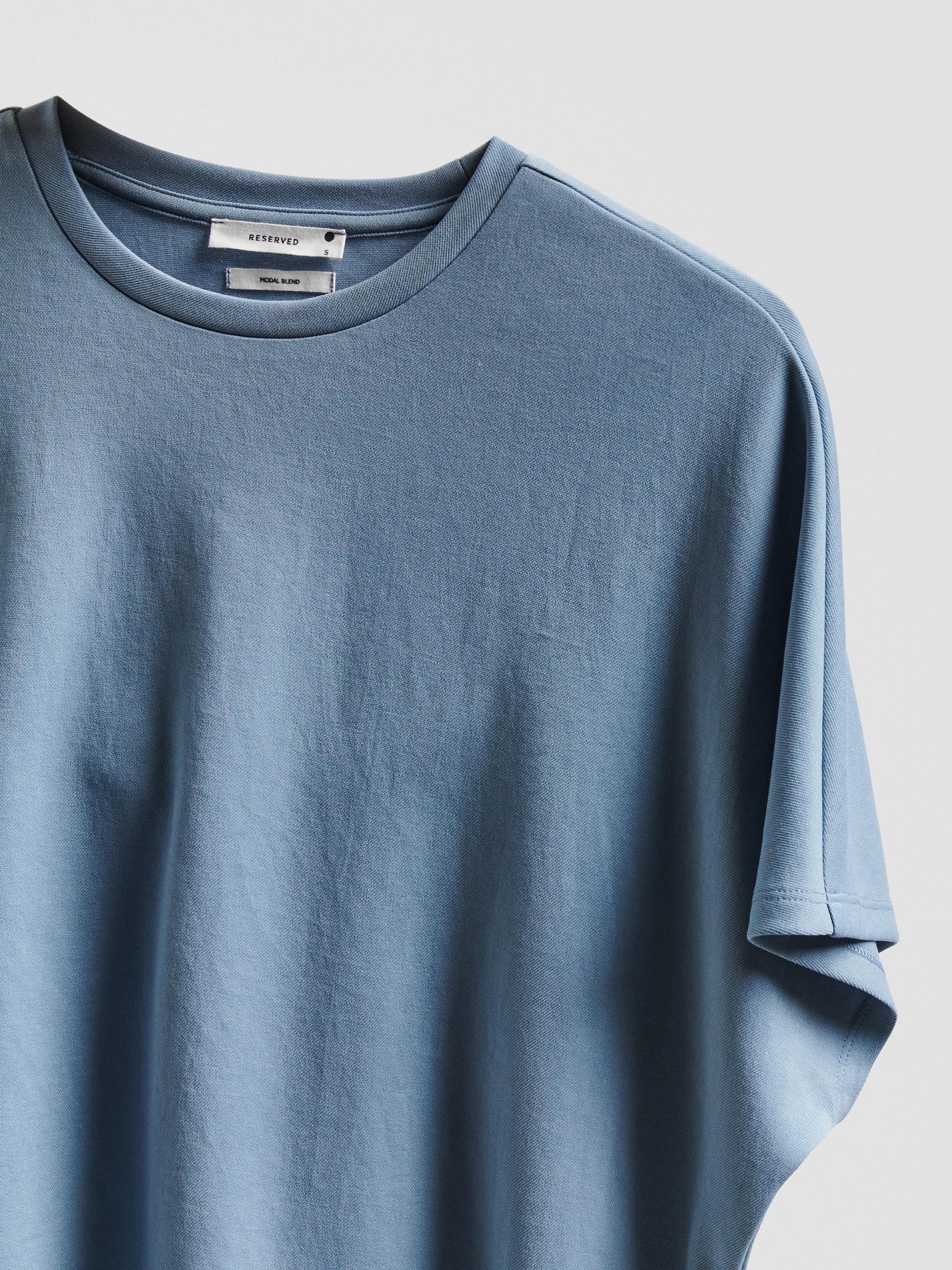 Blue Modal Blend Oversized T-Shirt, Blue, large image number 5