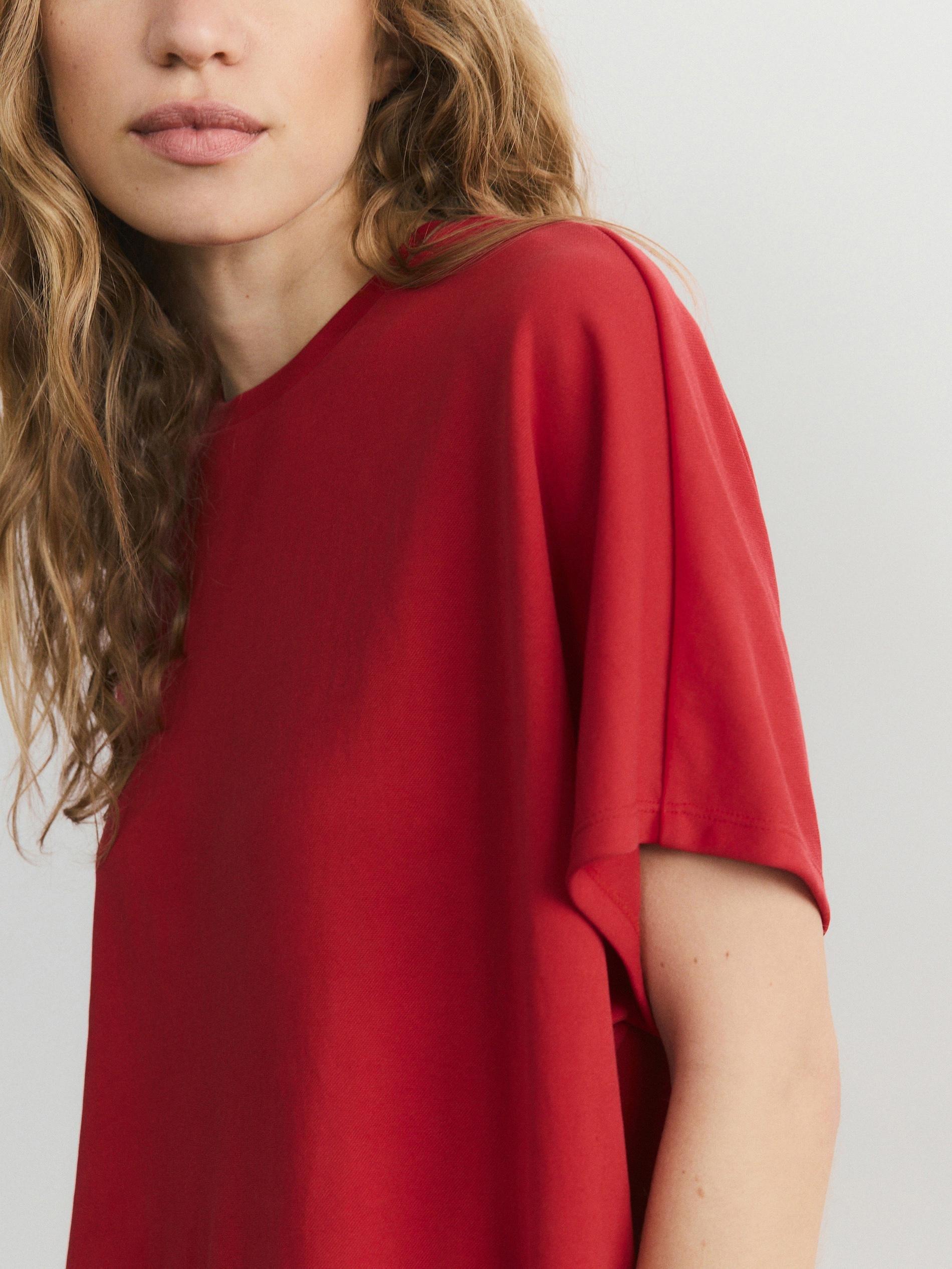 Red Modal Blend Oversized T-Shirt, Red, medium