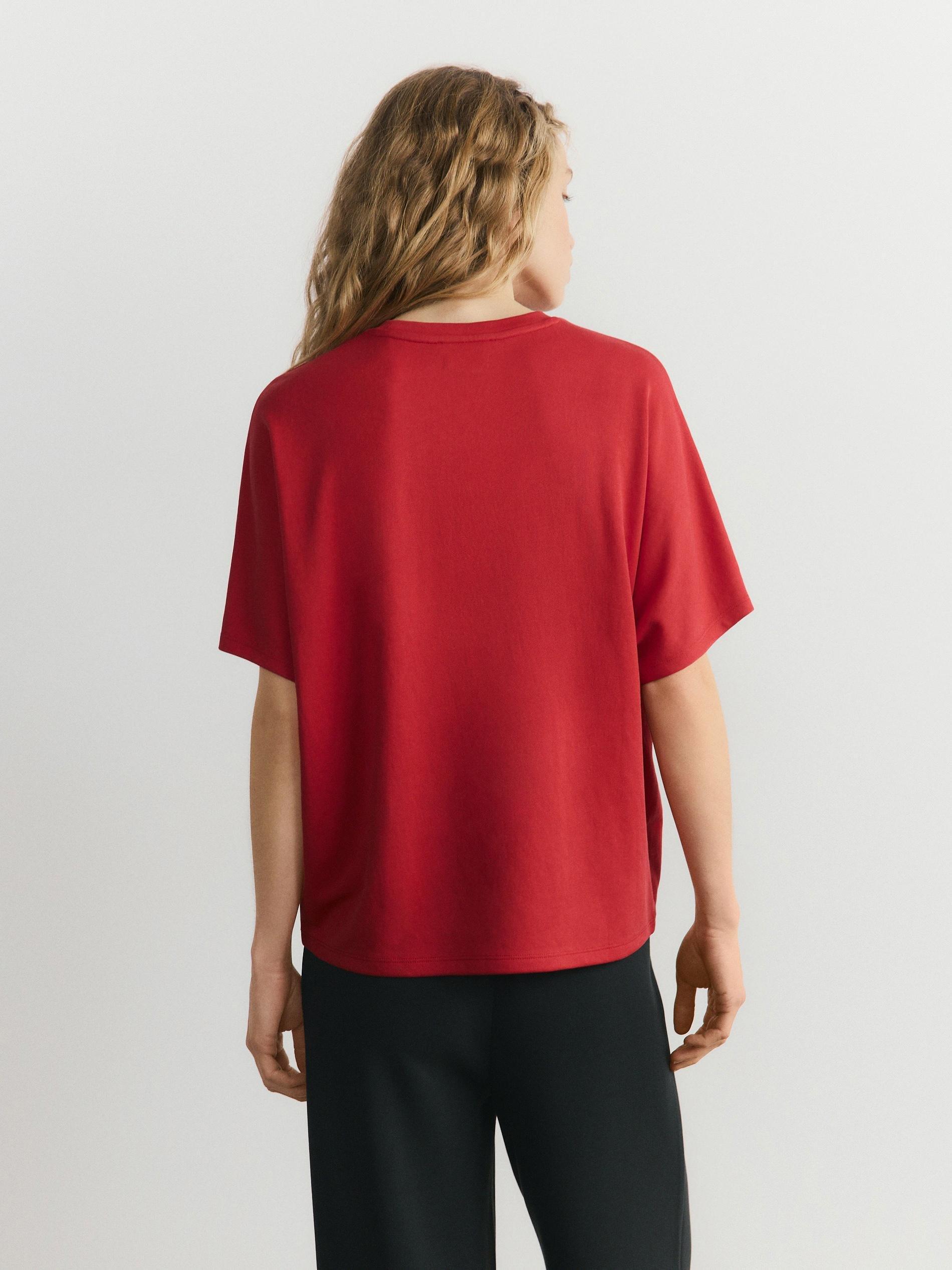 Red Modal Blend Oversized T-Shirt, Red, large image number 4