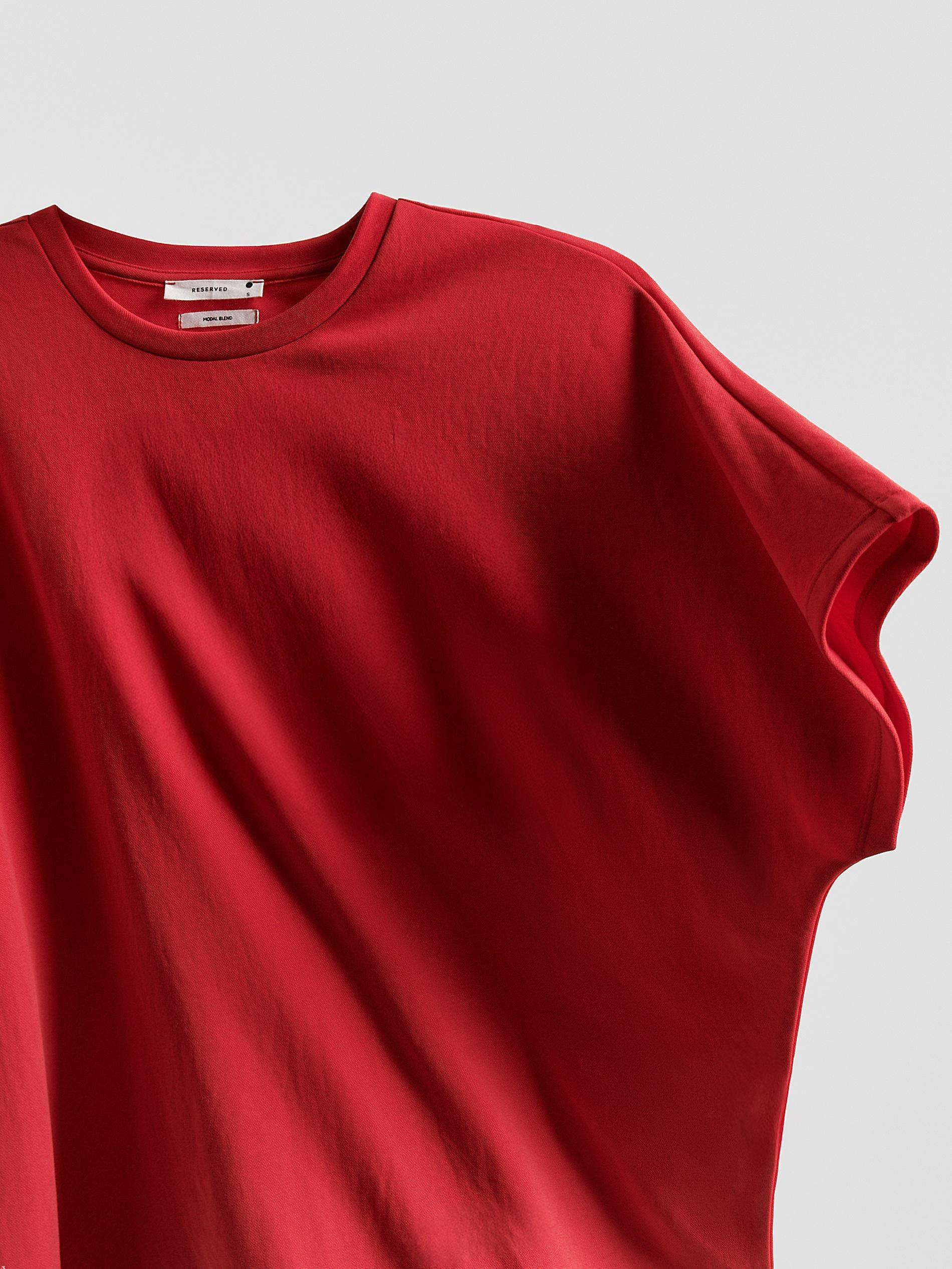 Red Modal Blend Oversized T-Shirt, Red, large image number 6