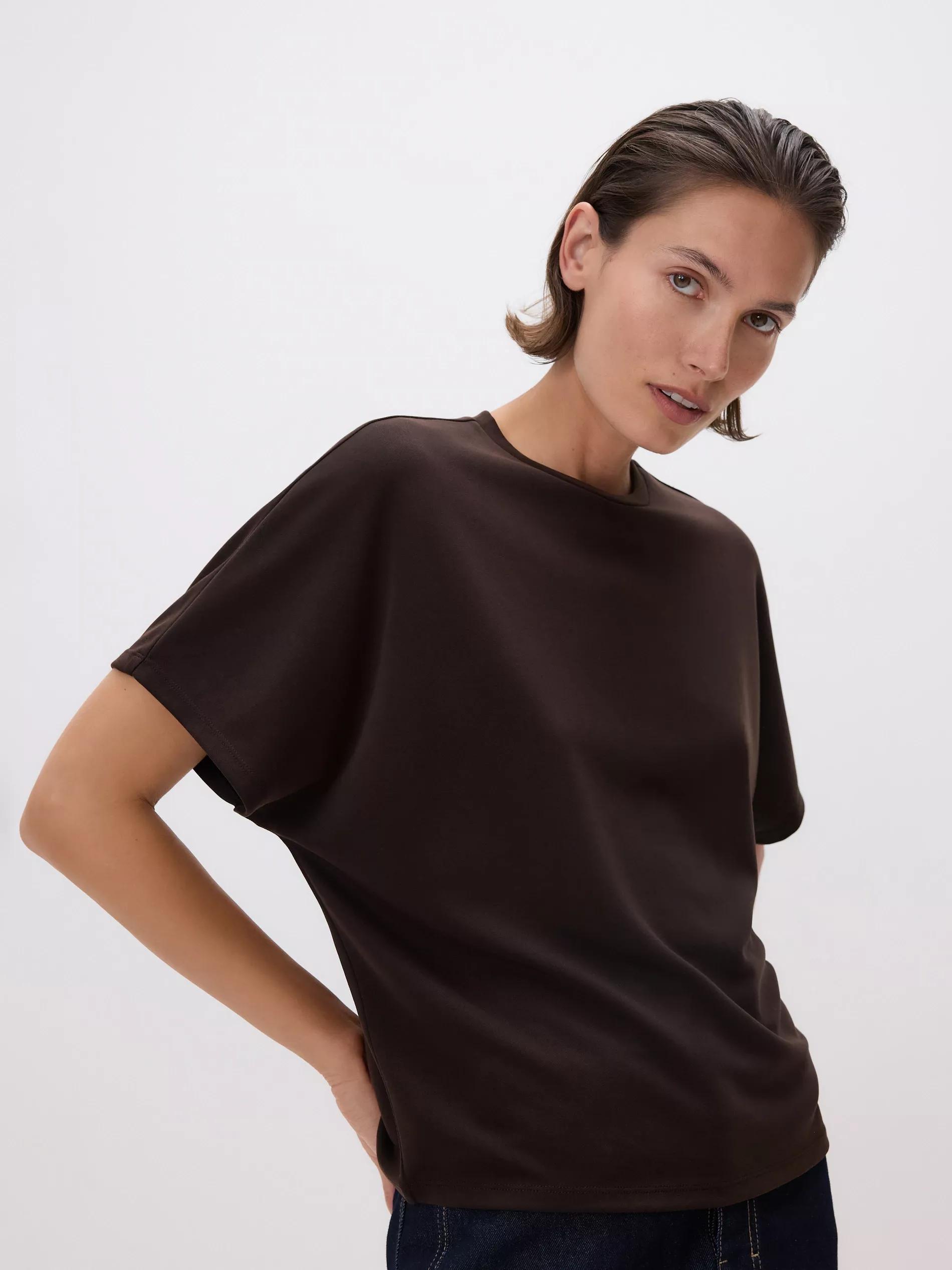 Brown Modal Blend Oversized T-Shirt, , large image number 0