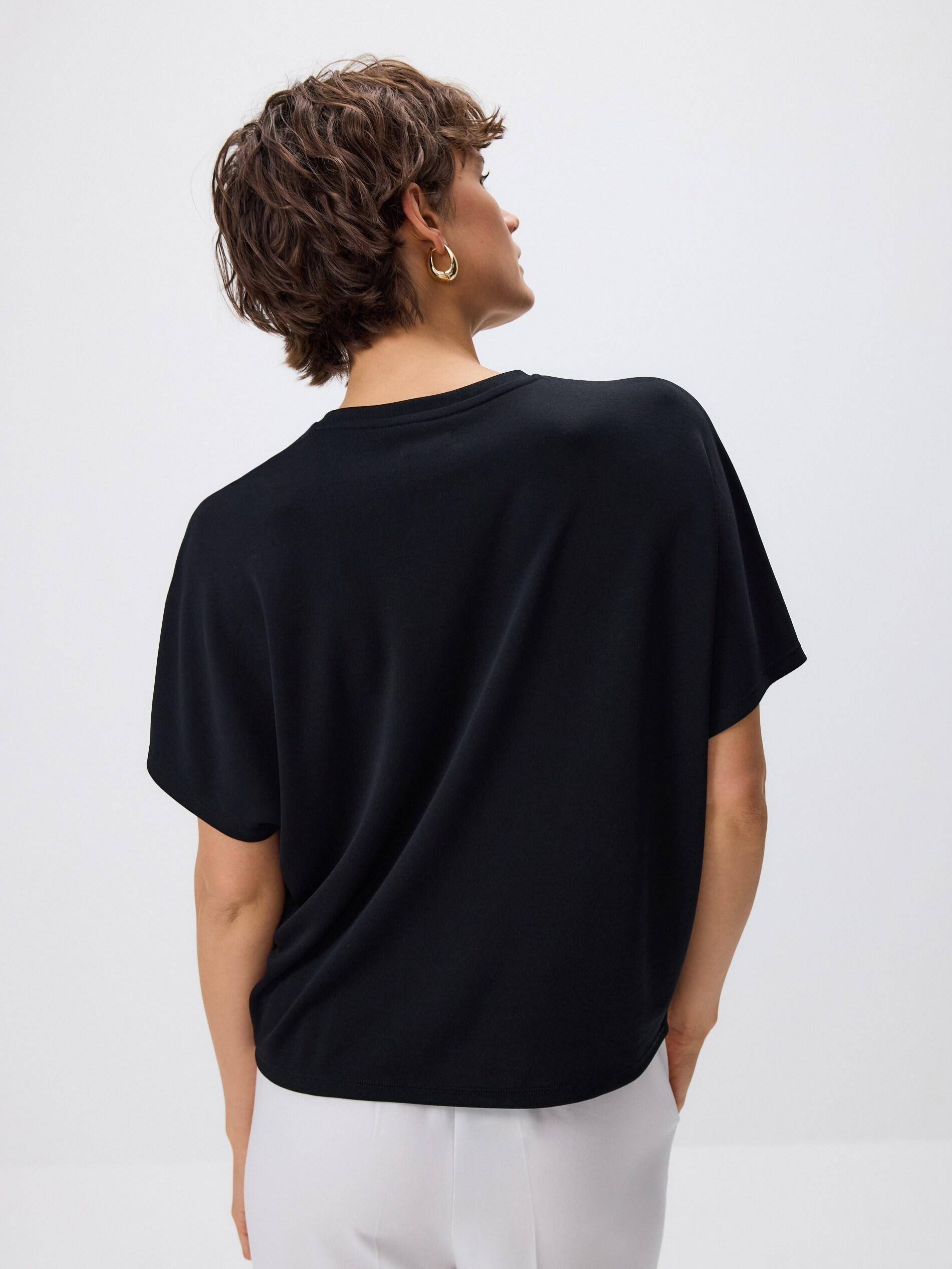 Black Modal Blend Oversized T-Shirt, Black, medium