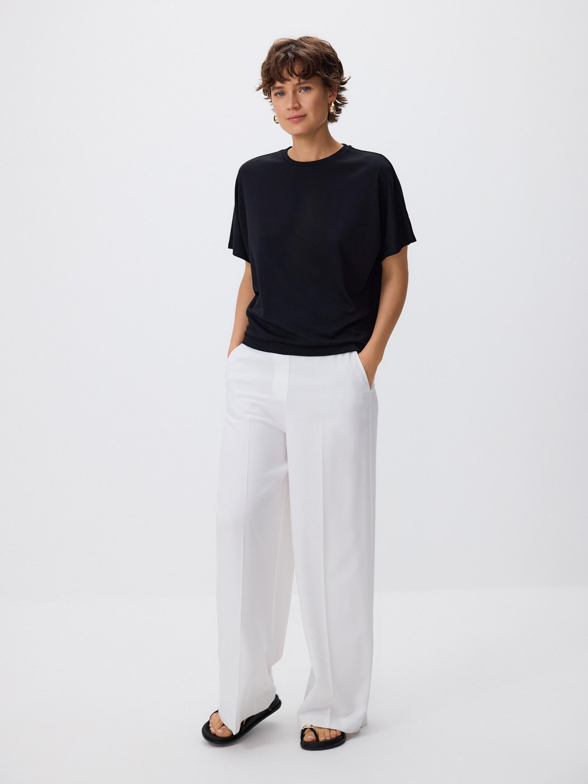 Black Modal Blend Oversized T-Shirt, Black, medium