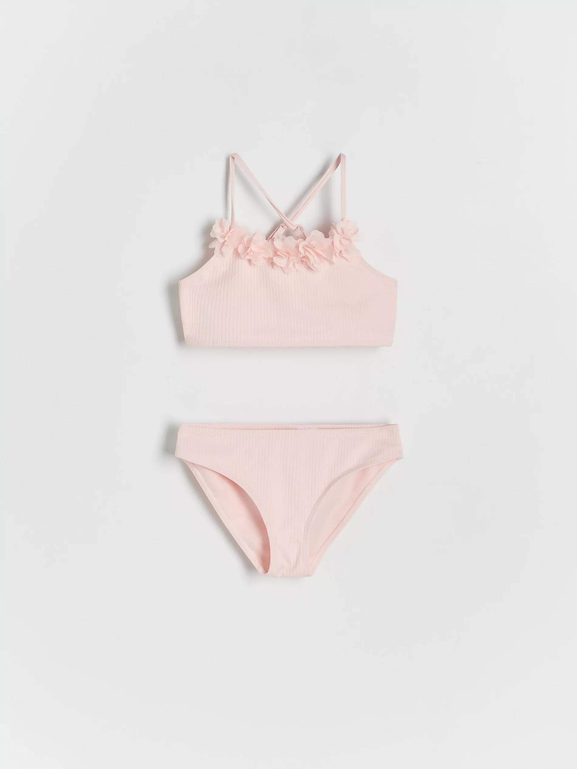 Pink Applique Swimsuit, Kids Girls, Pink, large image number 0