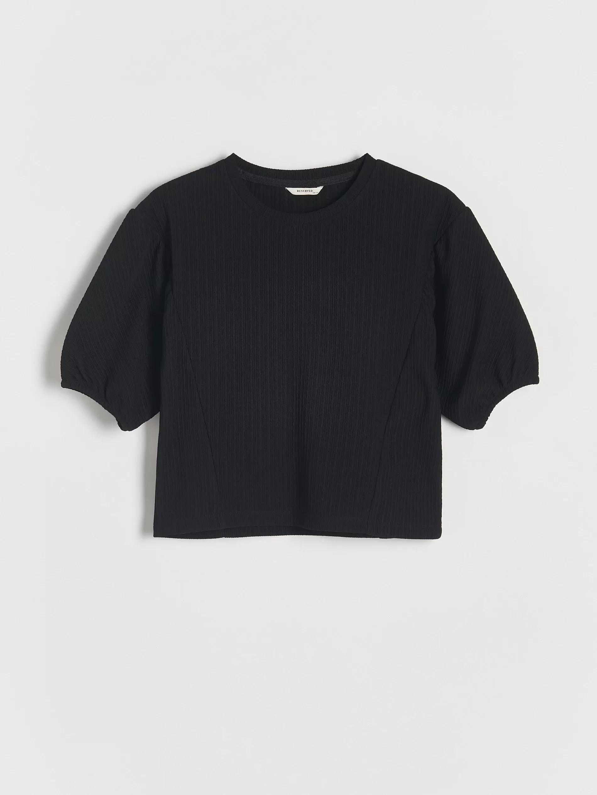 Black Top With Puff Sleeves, , large image number 0