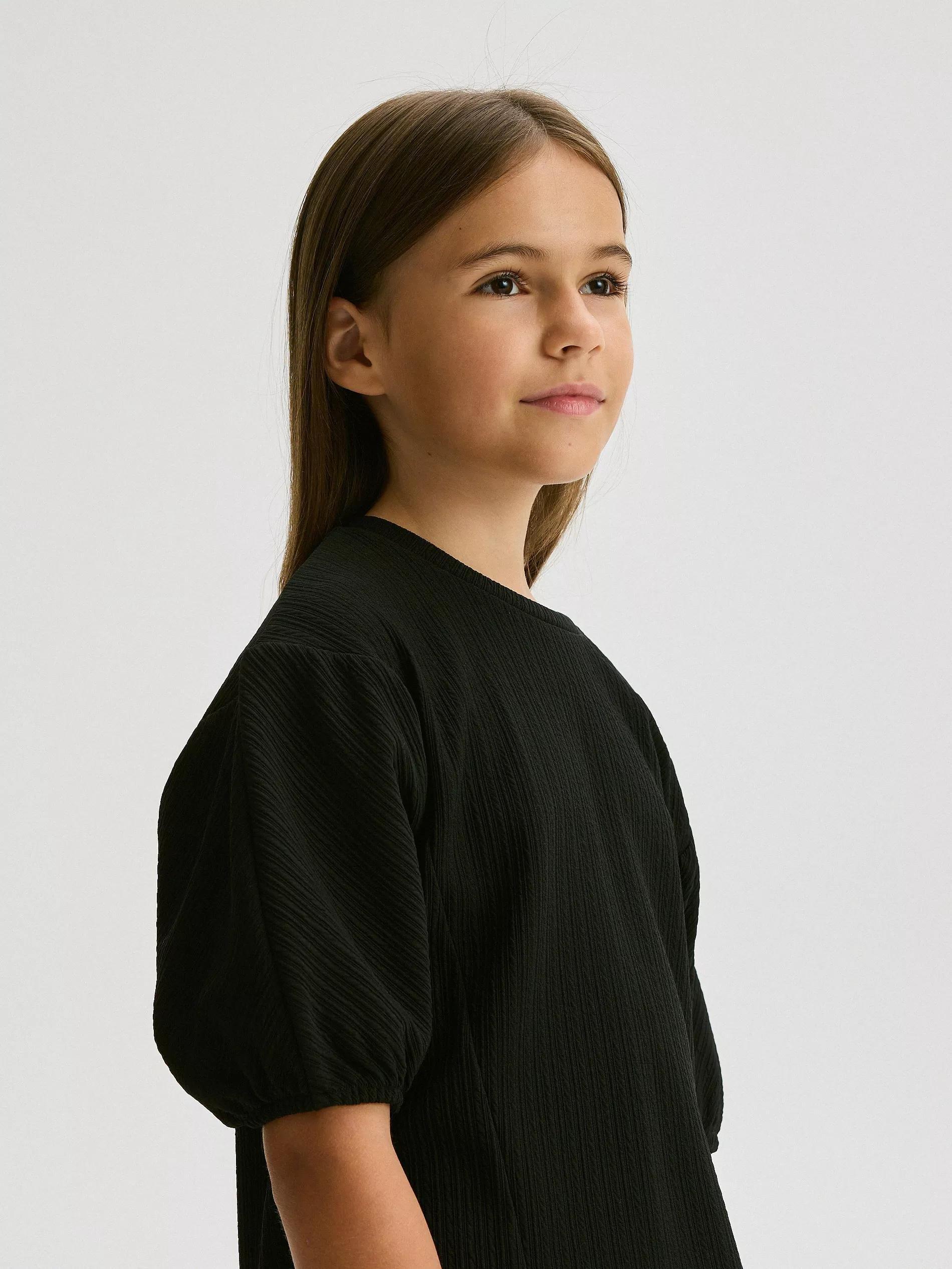Black Top With Puff Sleeves, , large image number 1