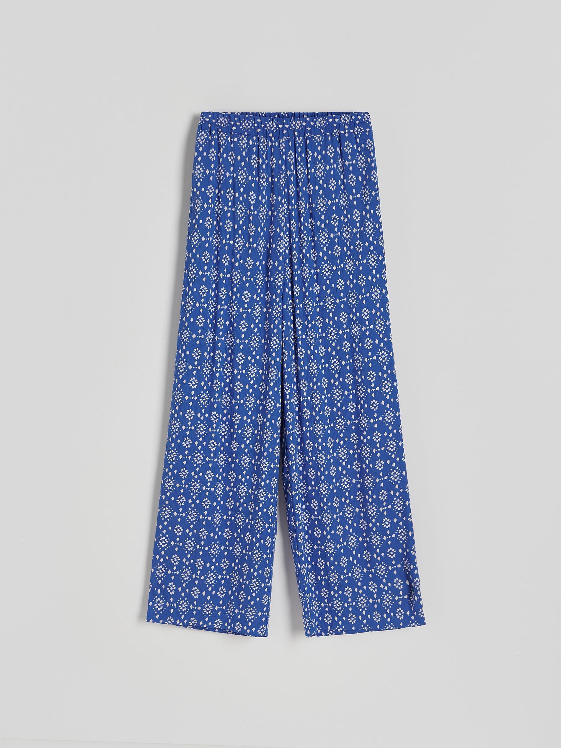 Blue Patterned Viscose Trousers, , large image number 4