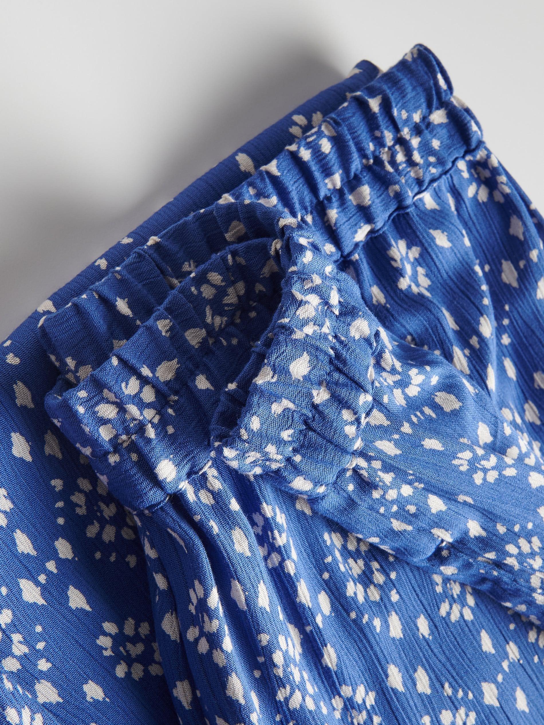 Blue Patterned Viscose Trousers, , large image number 5