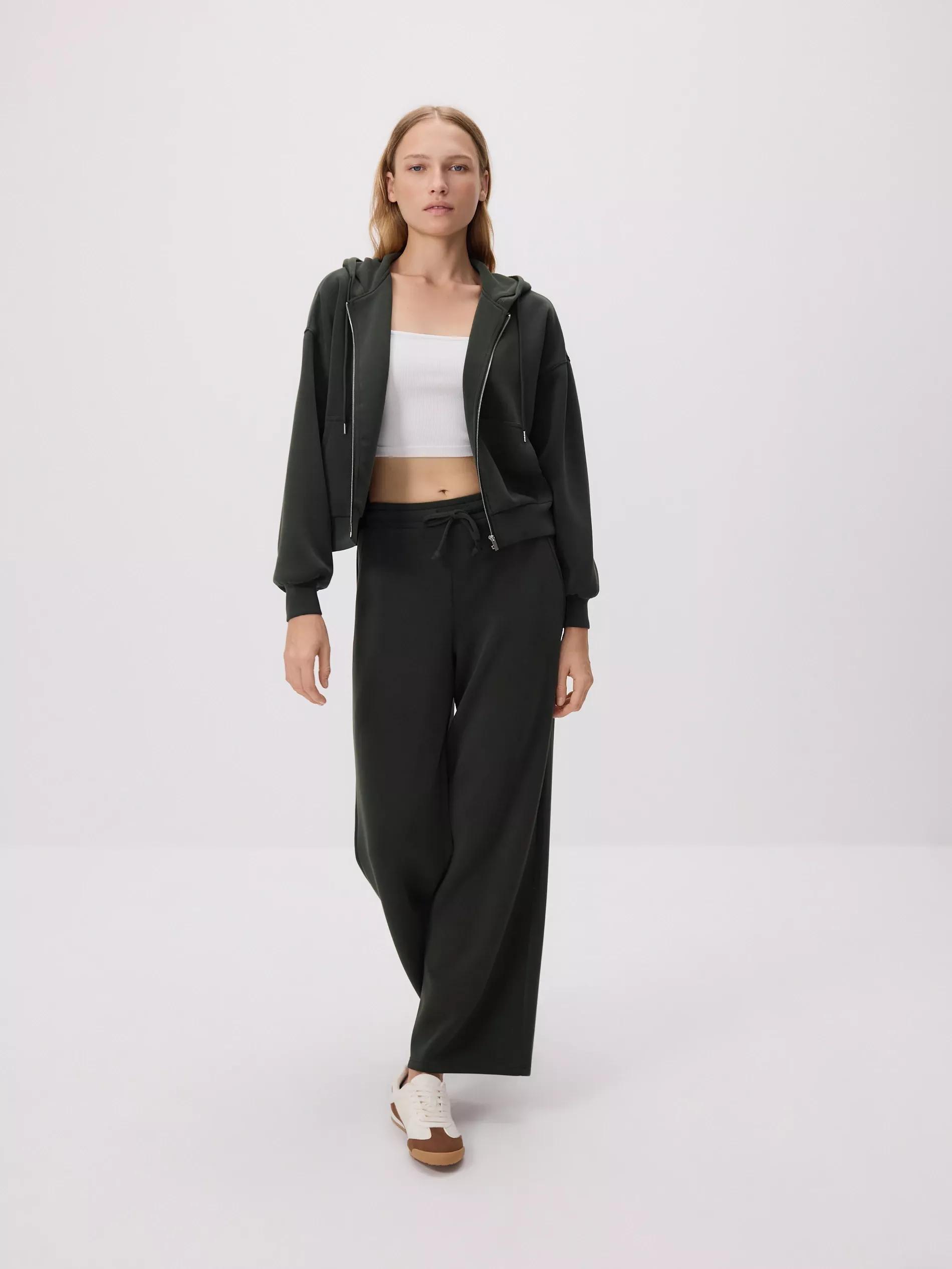 Green Zip-Up Sweatshirt With Modal, , large image number 1