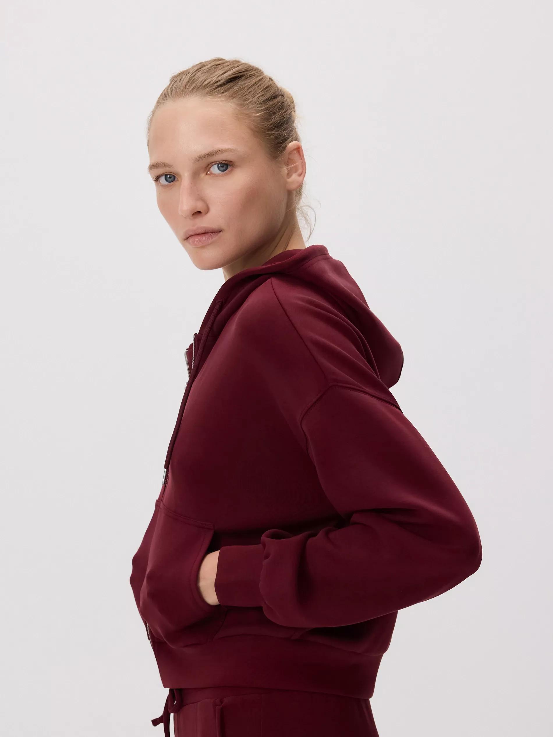 Maroon Zip-Up Sweatshirt With Modal, , large image number 2