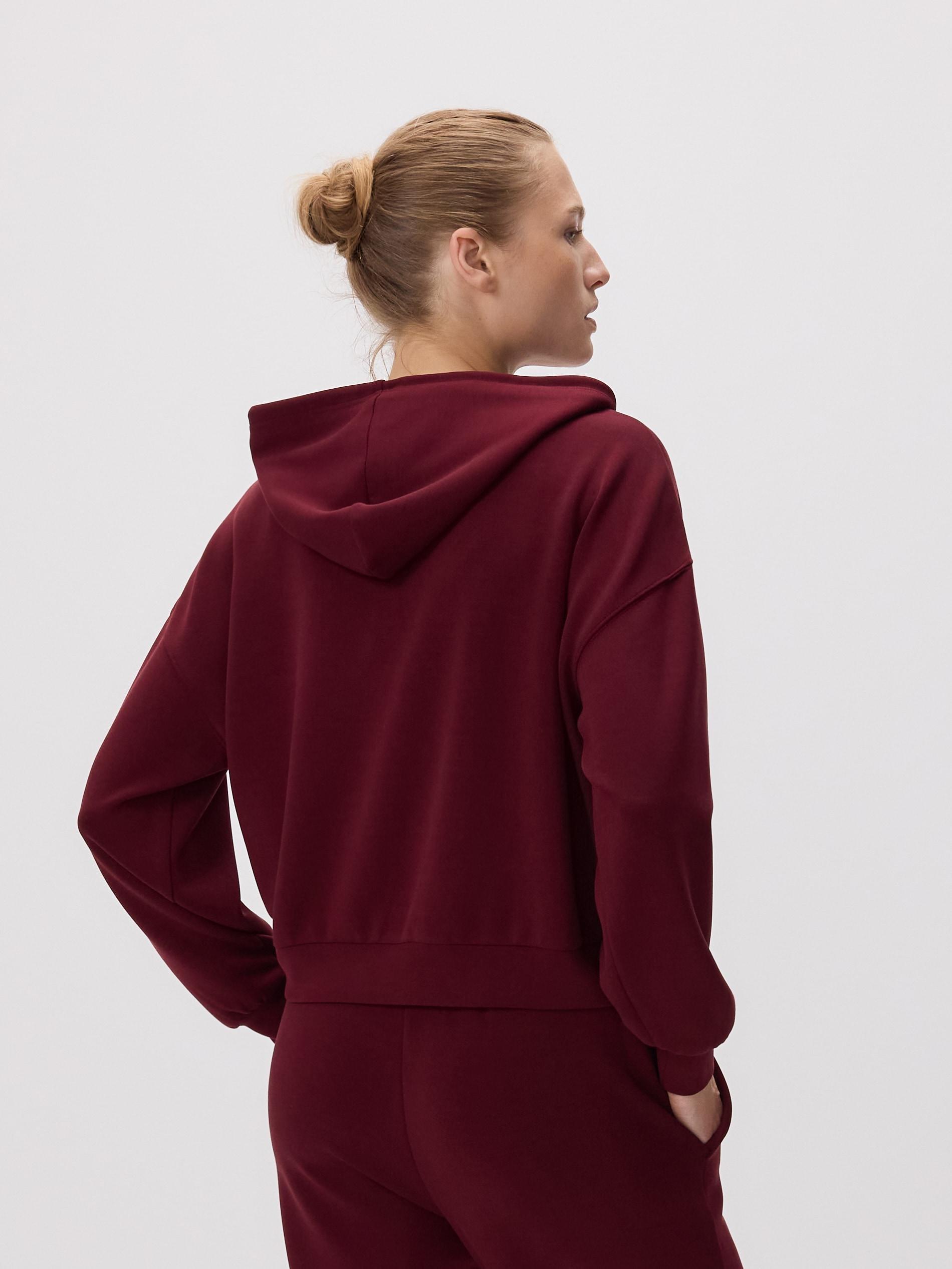 Maroon Zip-Up Sweatshirt With Modal, , large image number 3