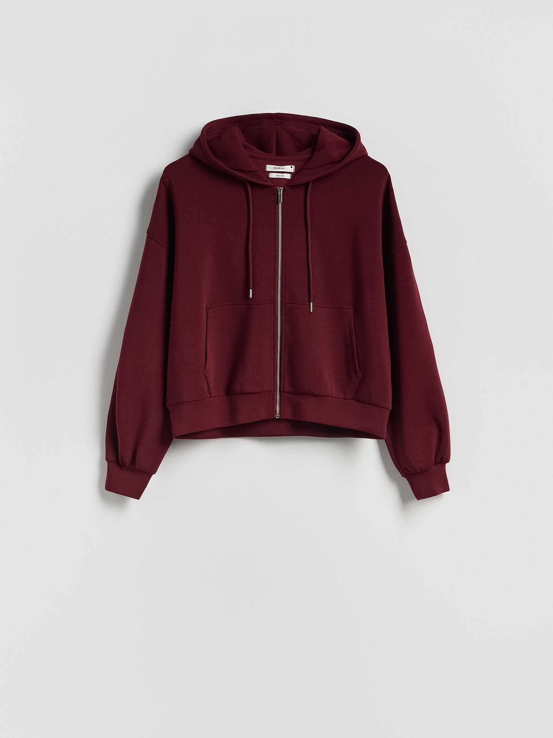 Maroon Zip-Up Sweatshirt With Modal, , large image number 5