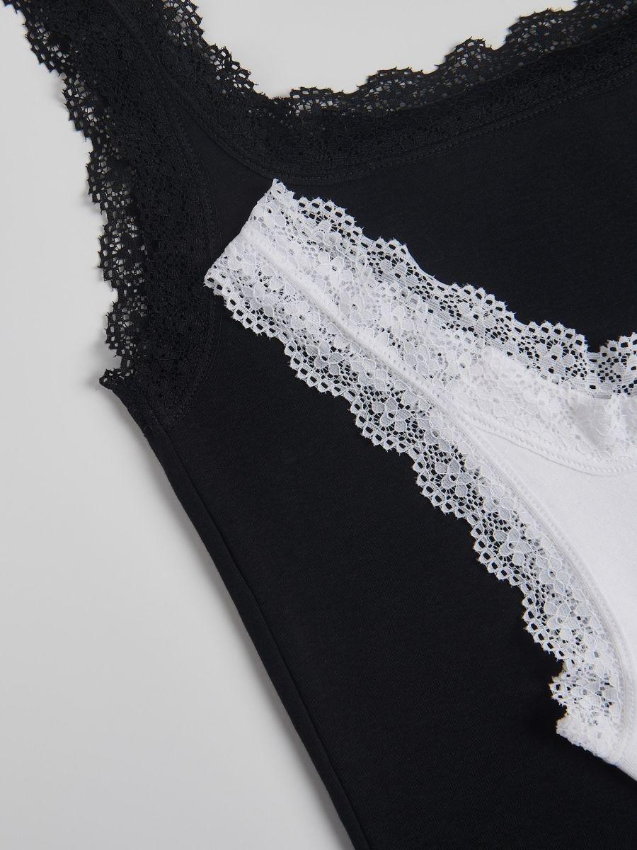 Black Top With Lace Trim, Black, medium
