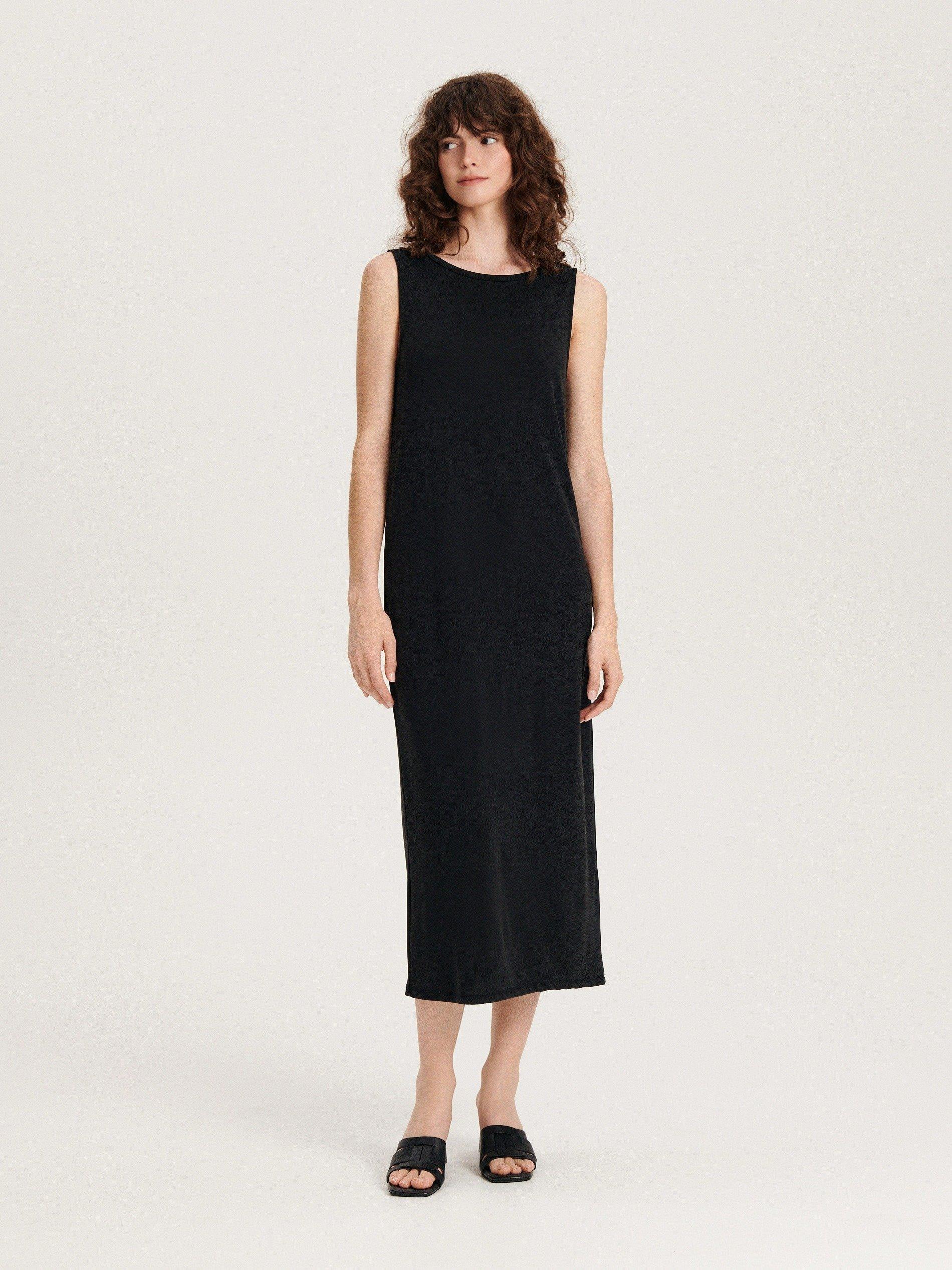 Black Modal Rich Midi Dress, , large image number 0