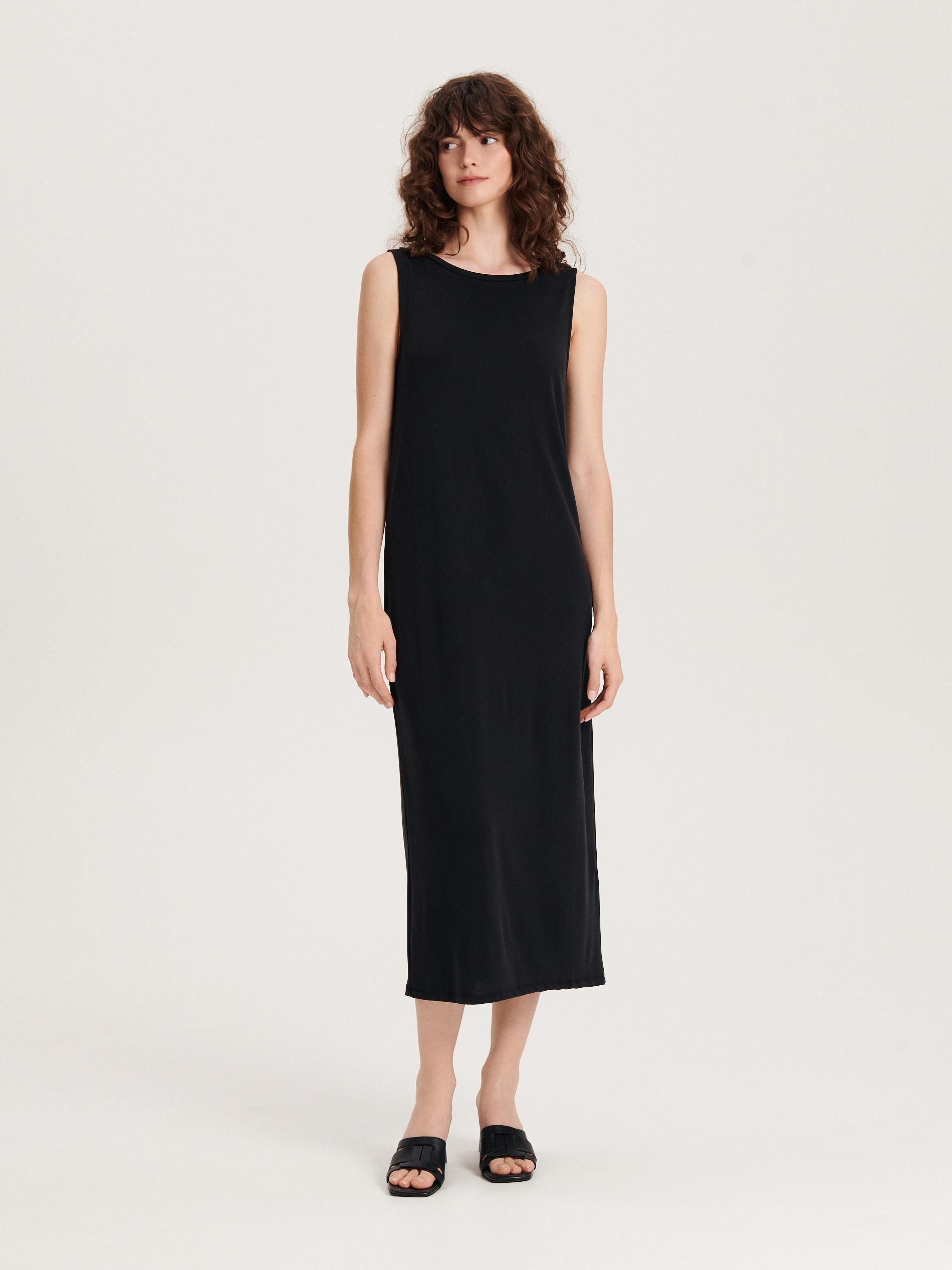 Black Modal Rich Midi Dress, , large image number 1