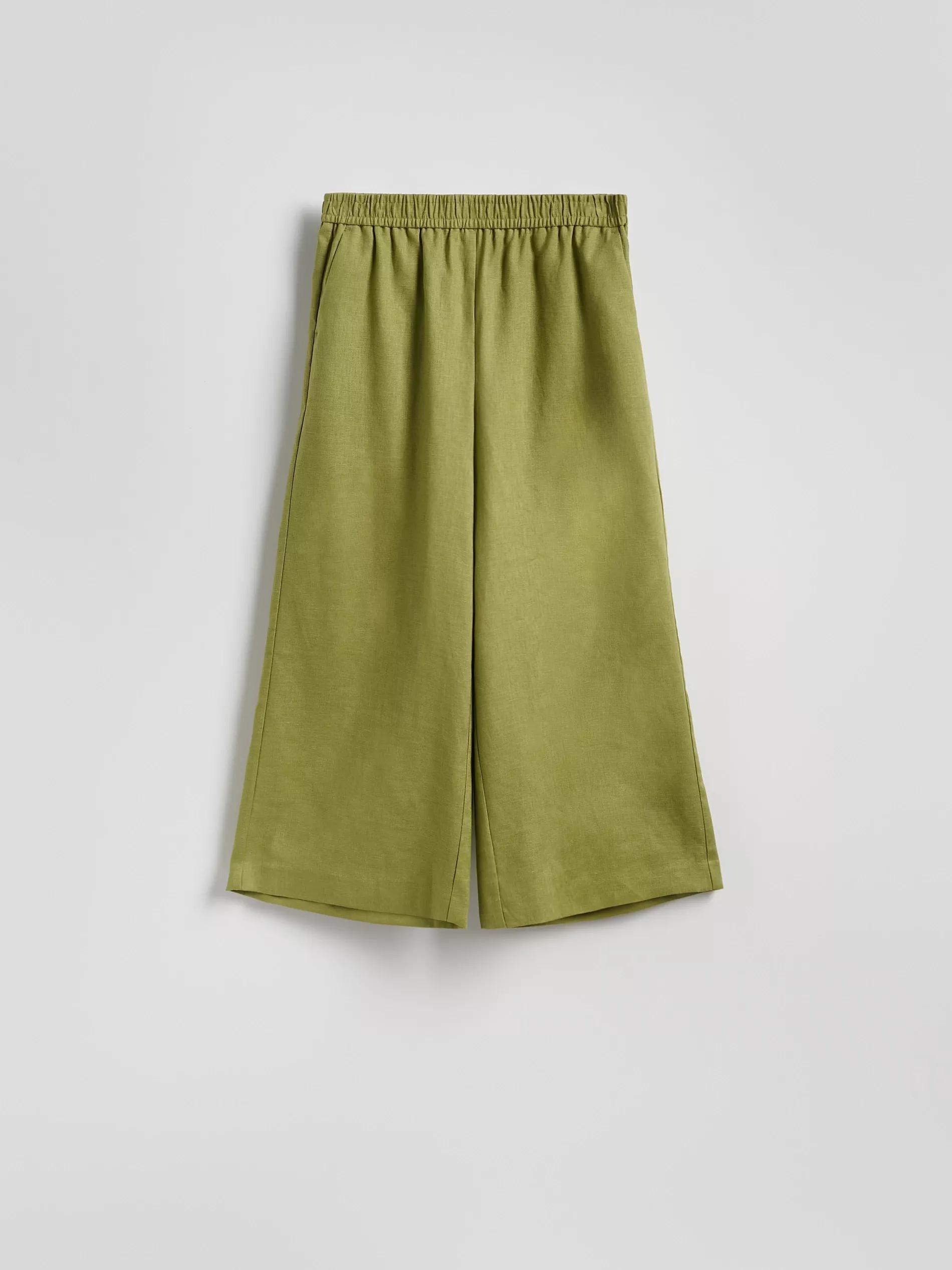 Green Linen Culotte Pants, , large image number 5