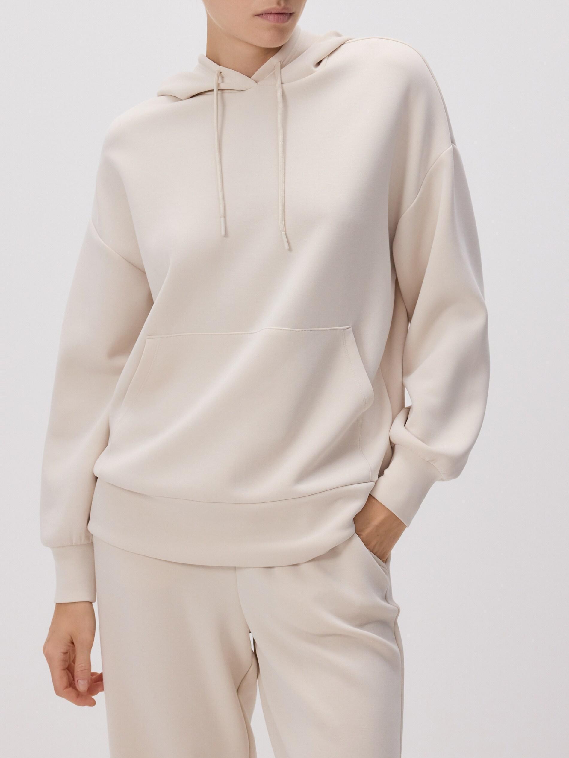 BEIGE Plain sweatshirt with modal, Beige, medium
