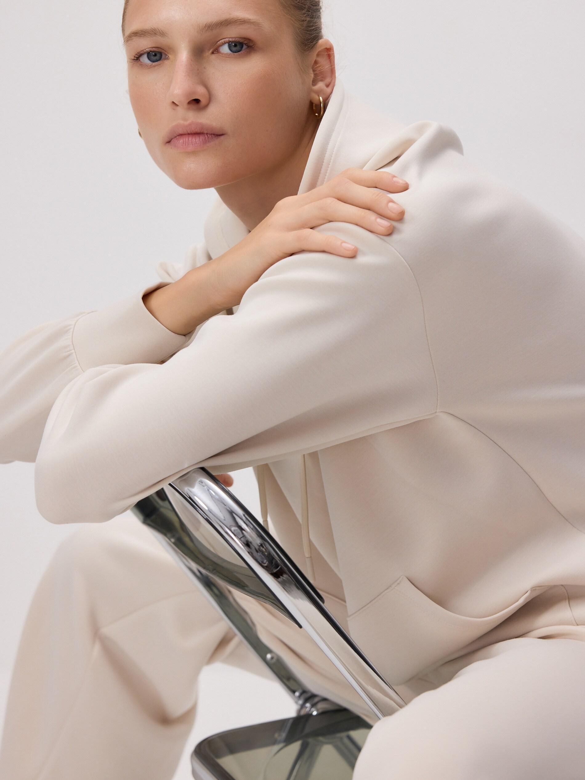 BEIGE Plain sweatshirt with modal, Beige, medium