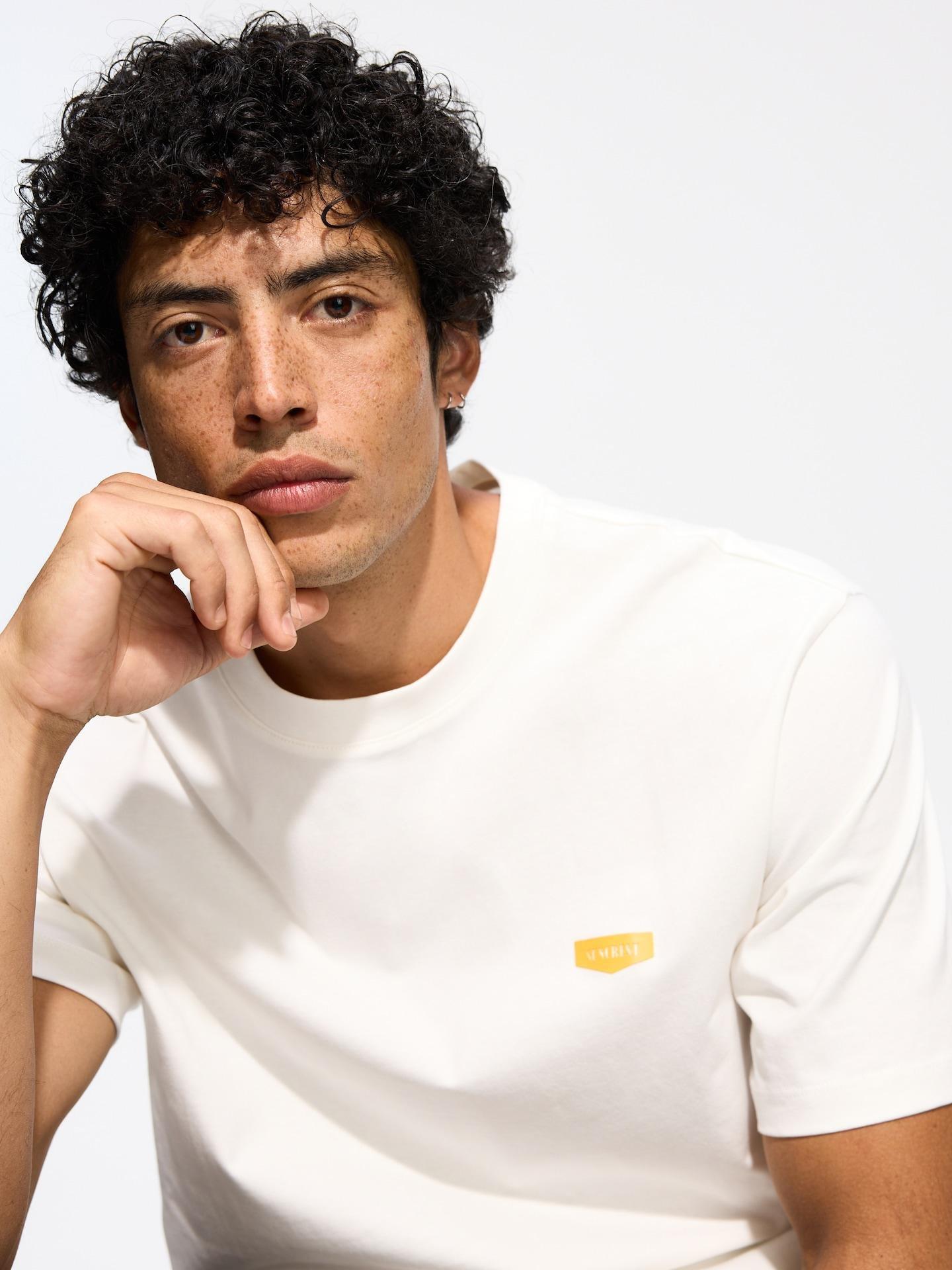 Cream Relaxed Fit T-Shirt With Back Print, Ivory, medium