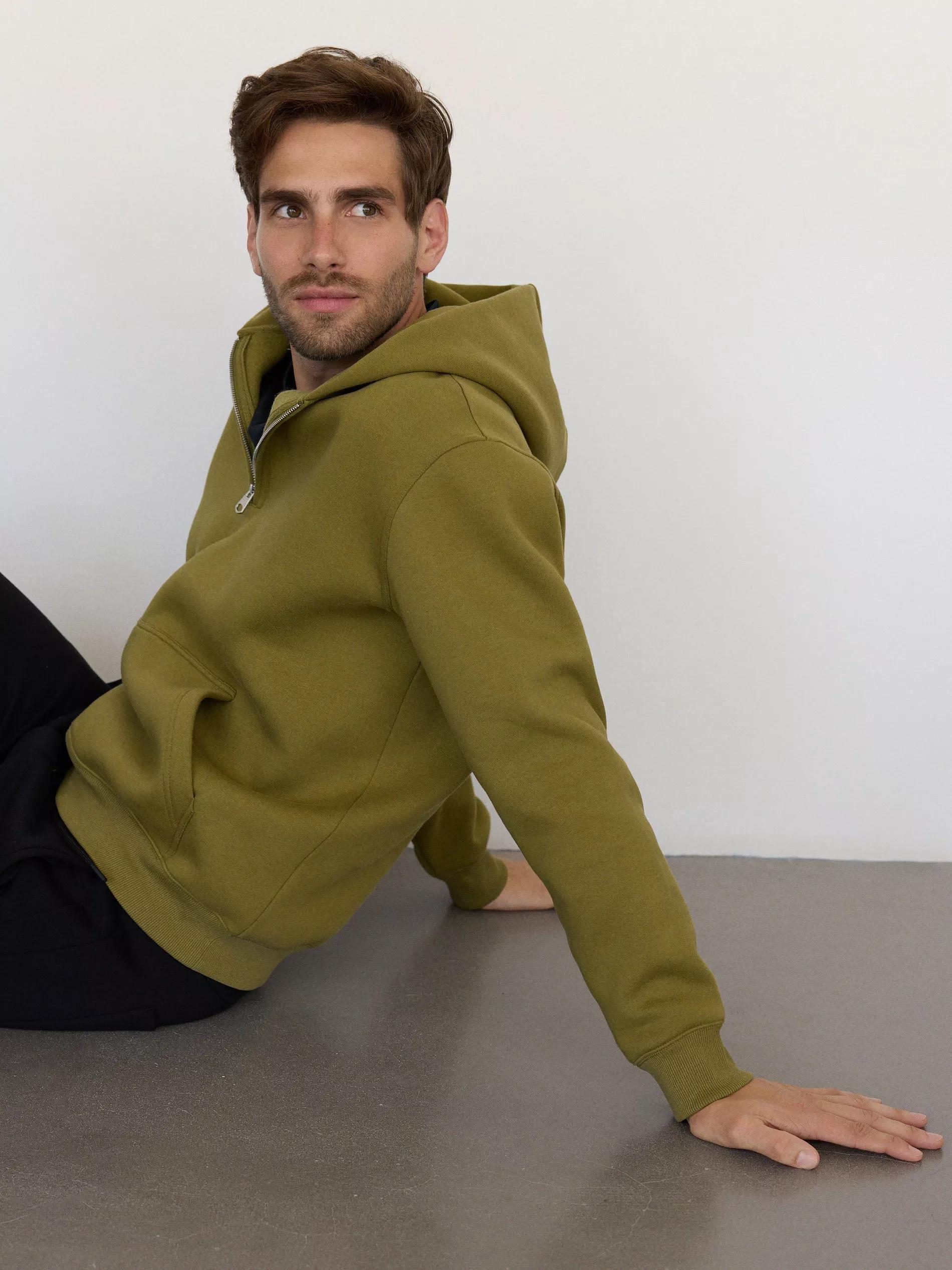 BROWNISH GREEN Cotton hoodie, , large image number 2