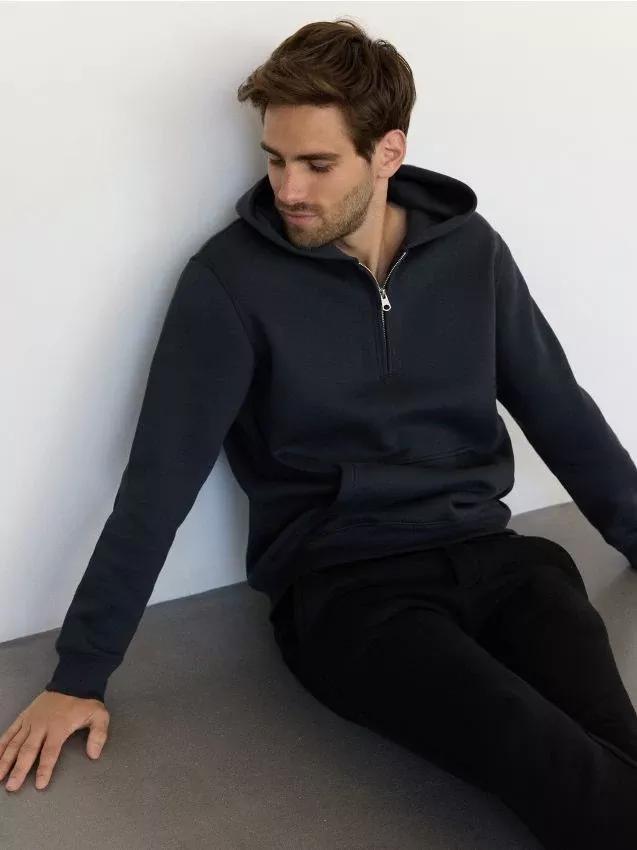 DARK GREY Cotton hoodie, , large image number 0