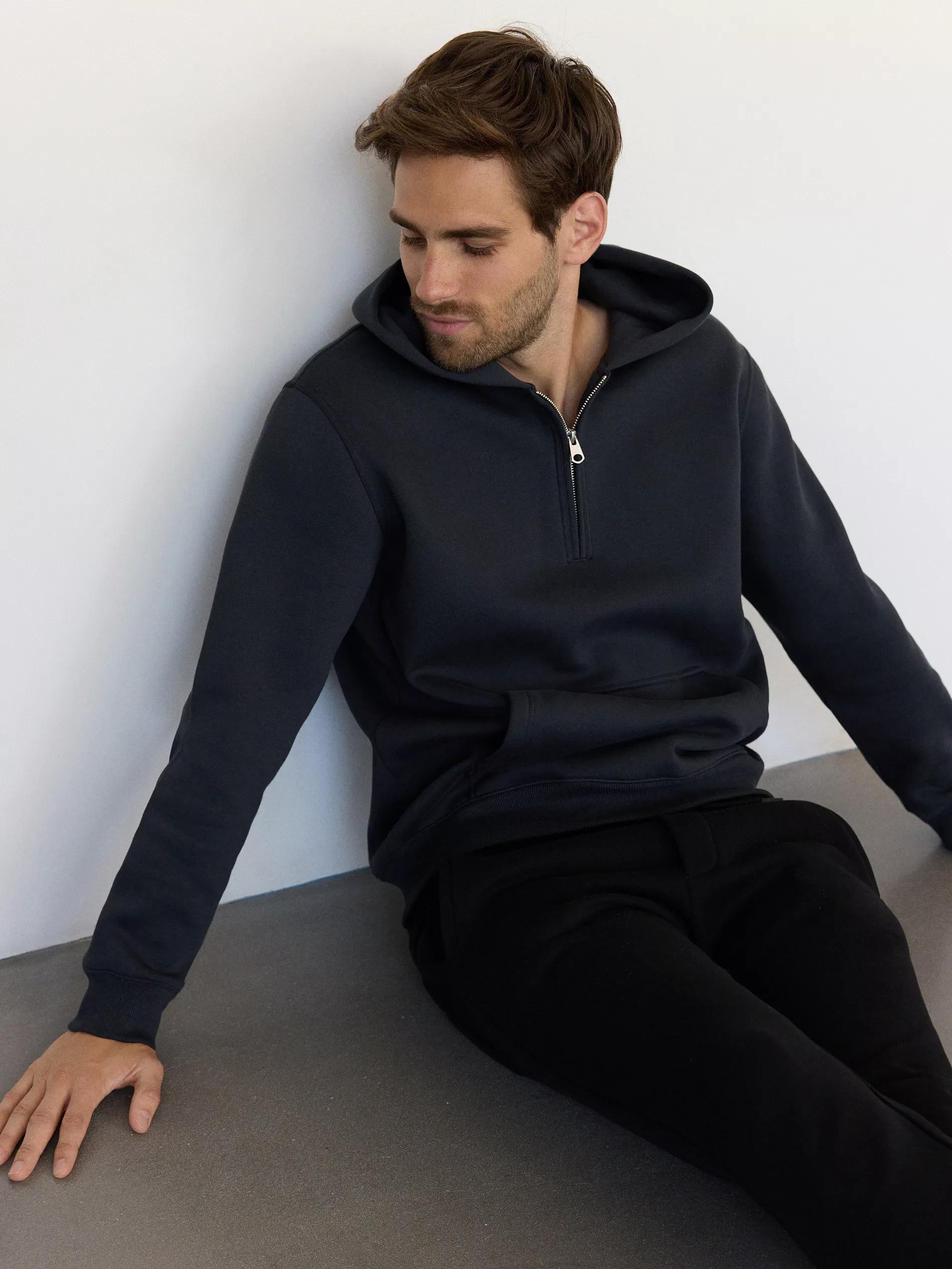 DARK GREY Cotton hoodie, , large image number 1