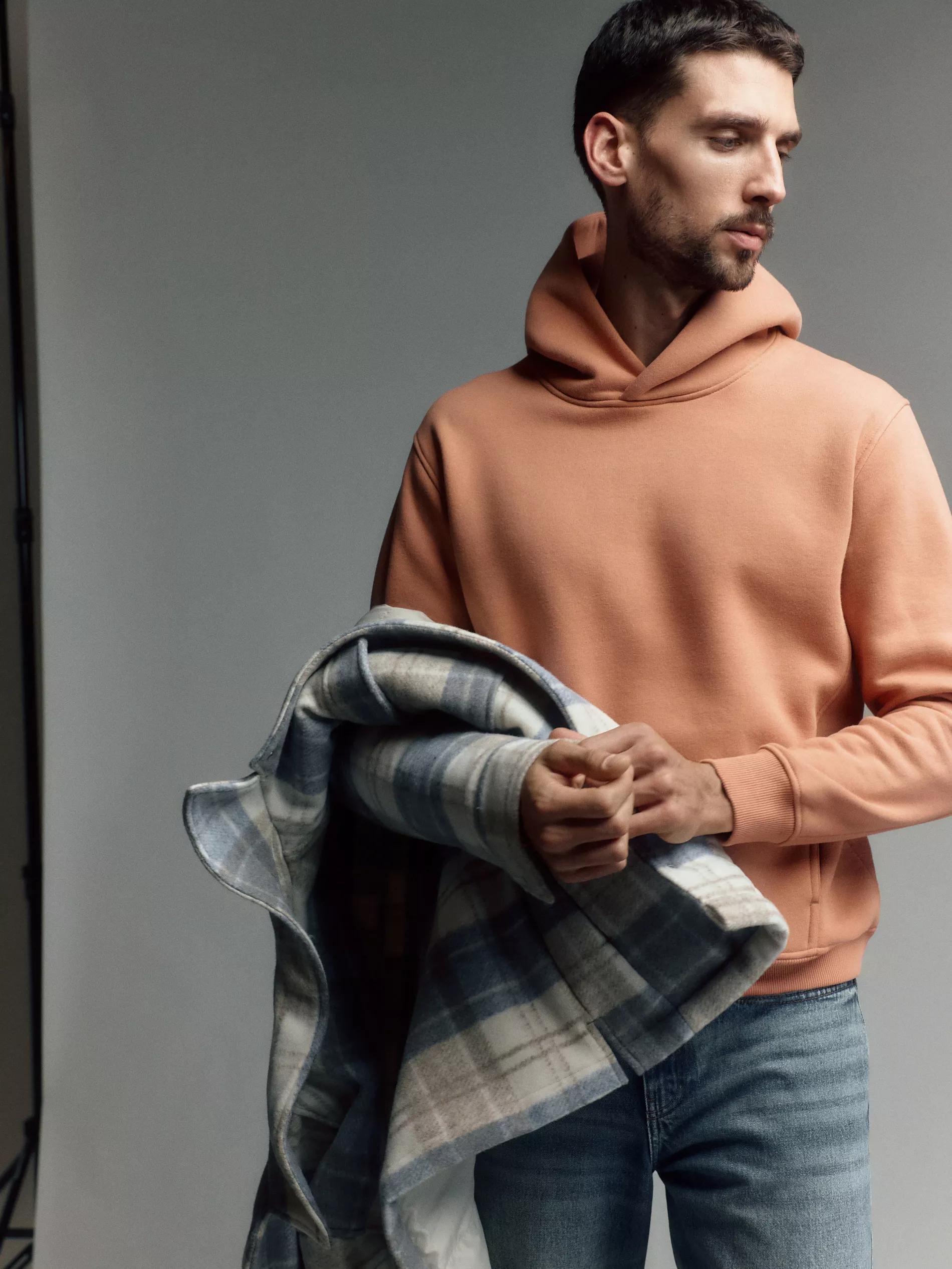 Orange Simple Hooded Jacket, , large image number 1