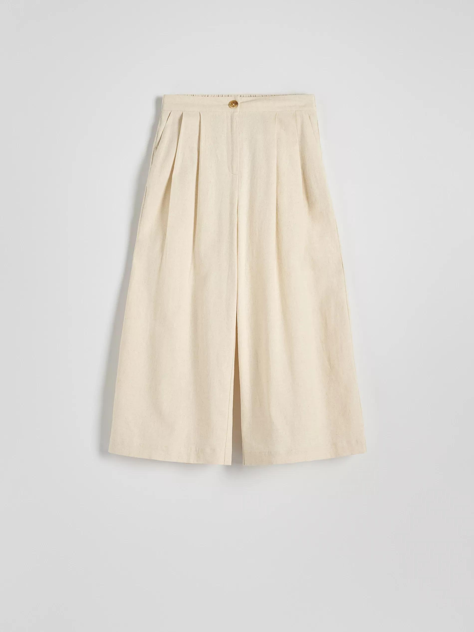 Beige Linen-Blend Culotte, Beige, large image number 4