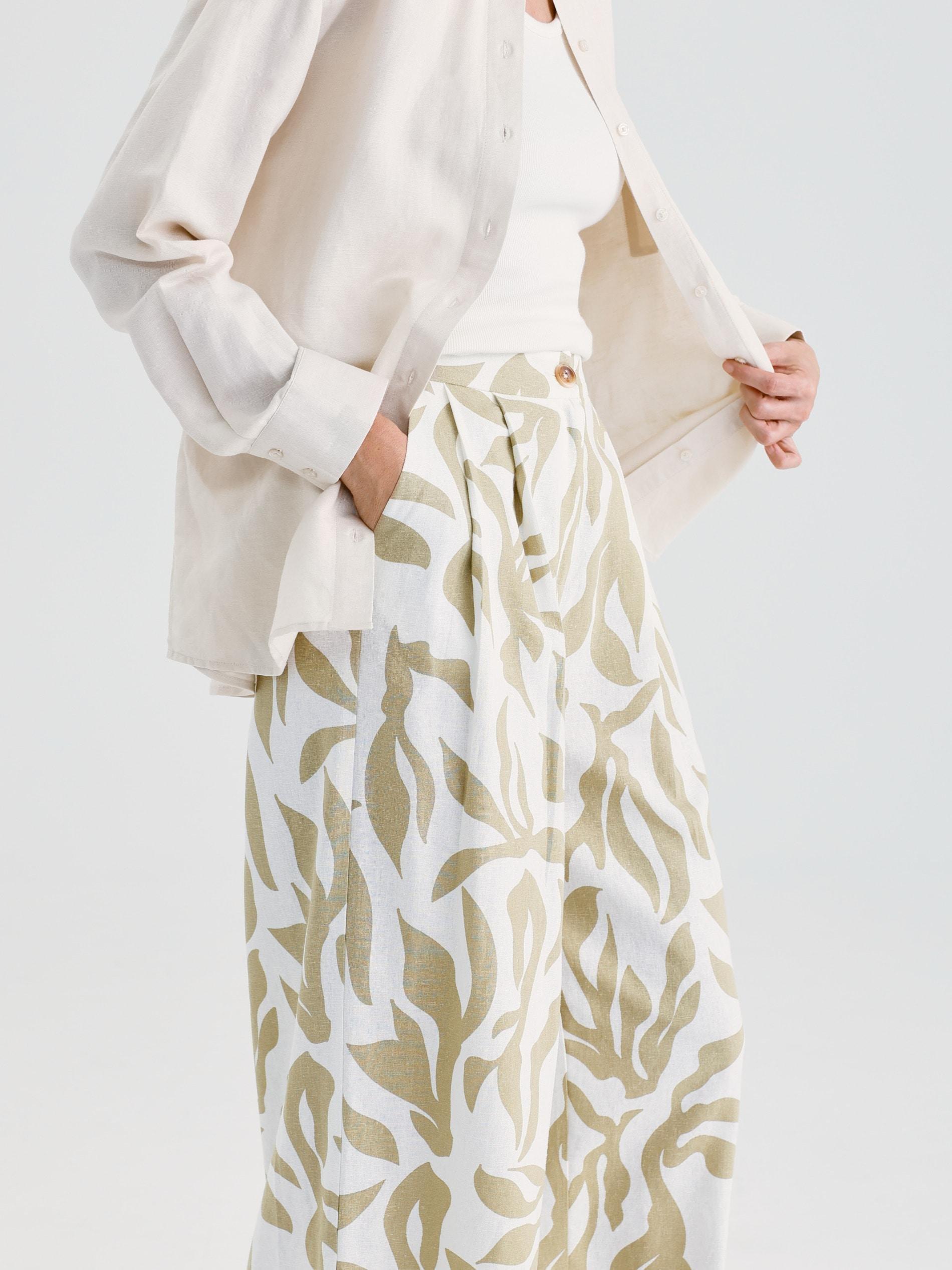 Multicolour Linen-Blend Culotte, Multicolor, large image number 1