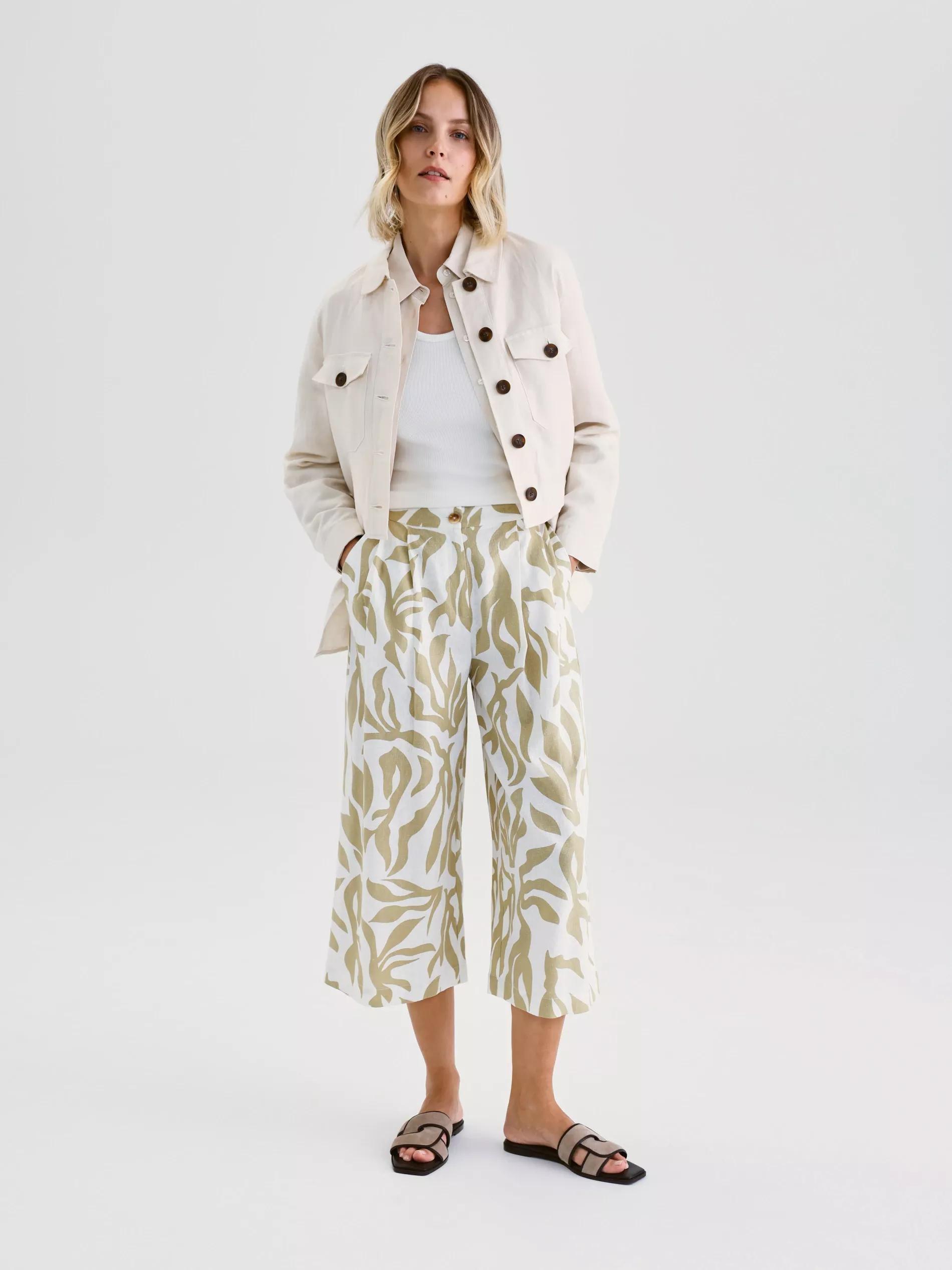 Multicolour Linen-Blend Culotte, Multicolor, large image number 2