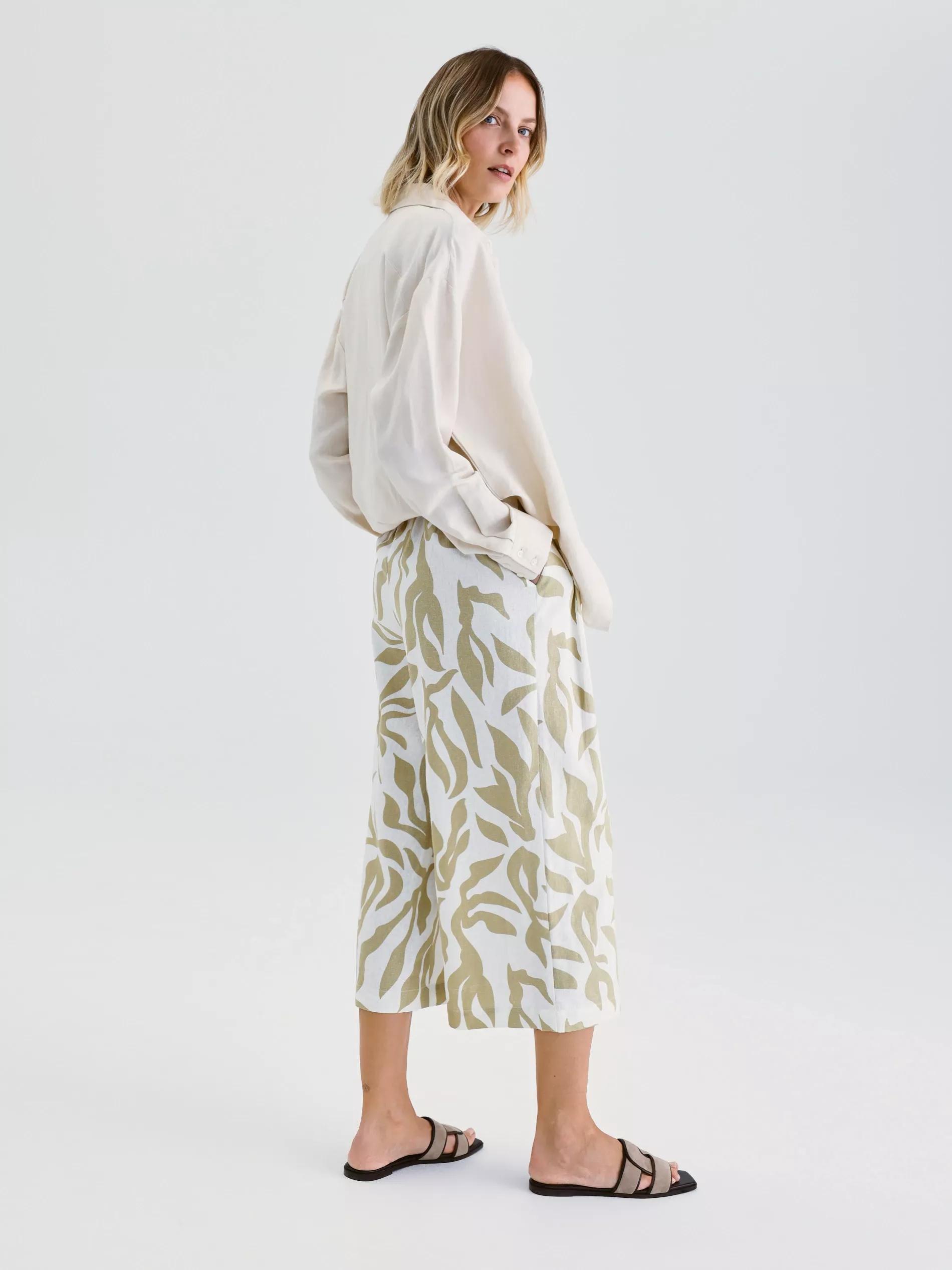 Multicolour Linen-Blend Culotte, Multicolor, large image number 3