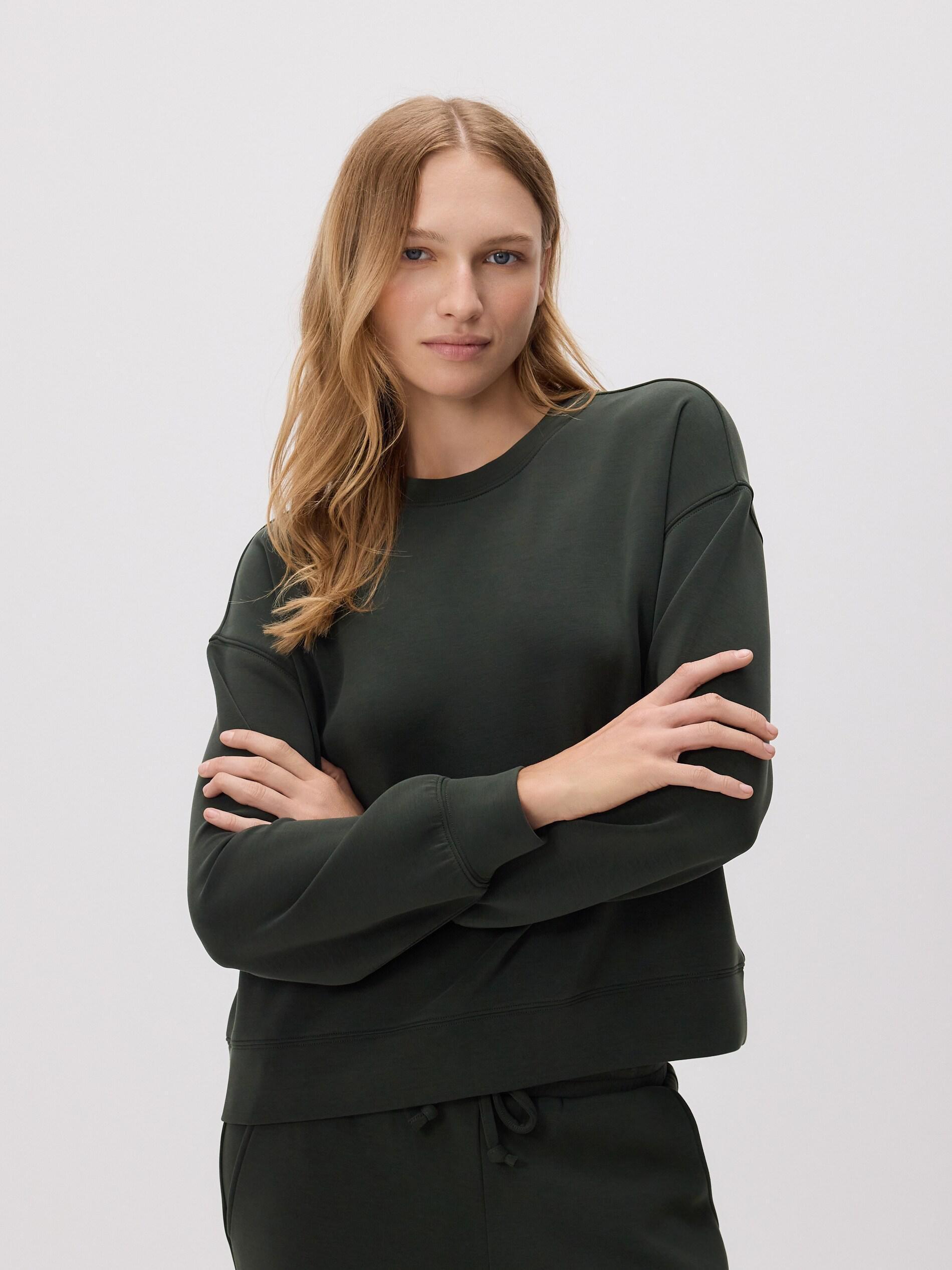 DARK GREEN Modal blend sweatshirt, Khaki, large image number 2