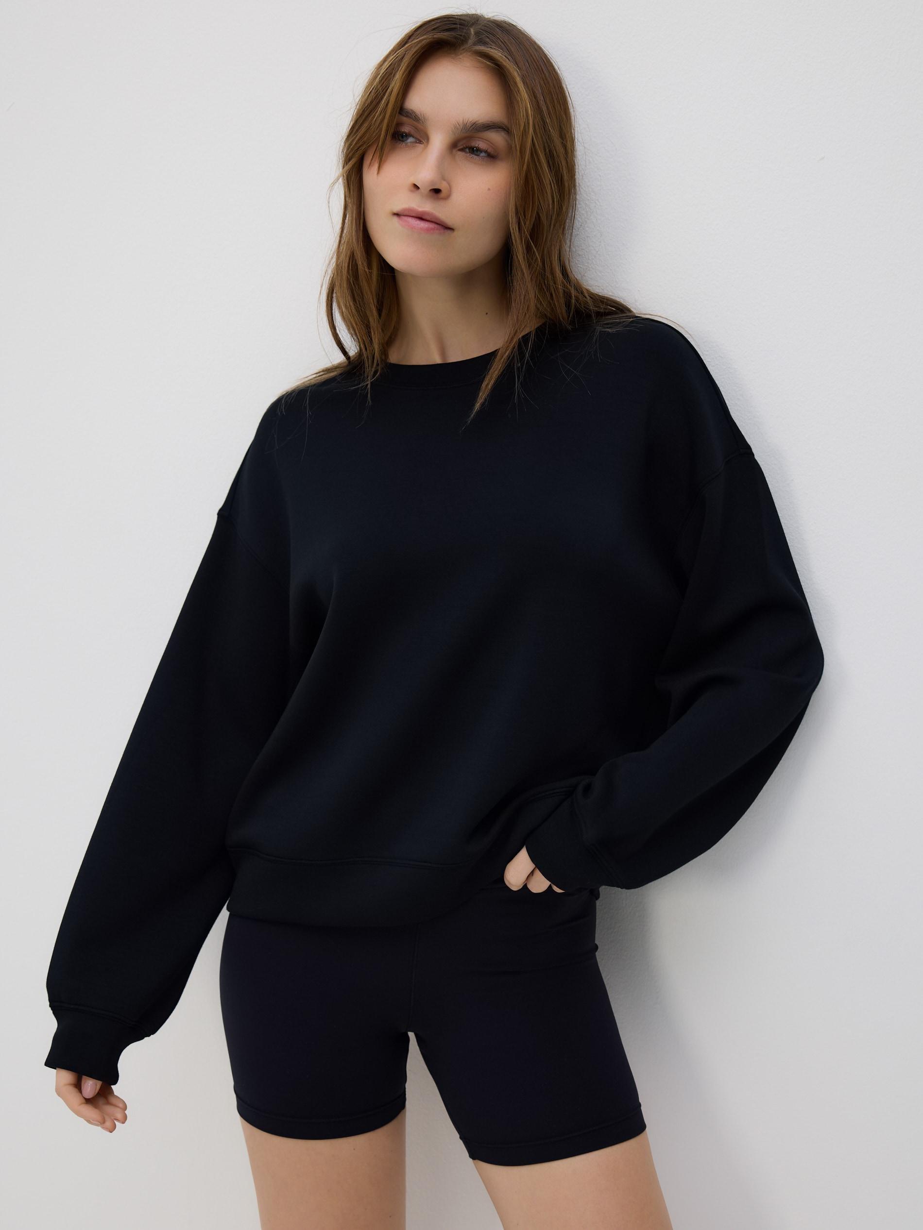 Black Modal Blend Sweatshirt, Black, large image number 0