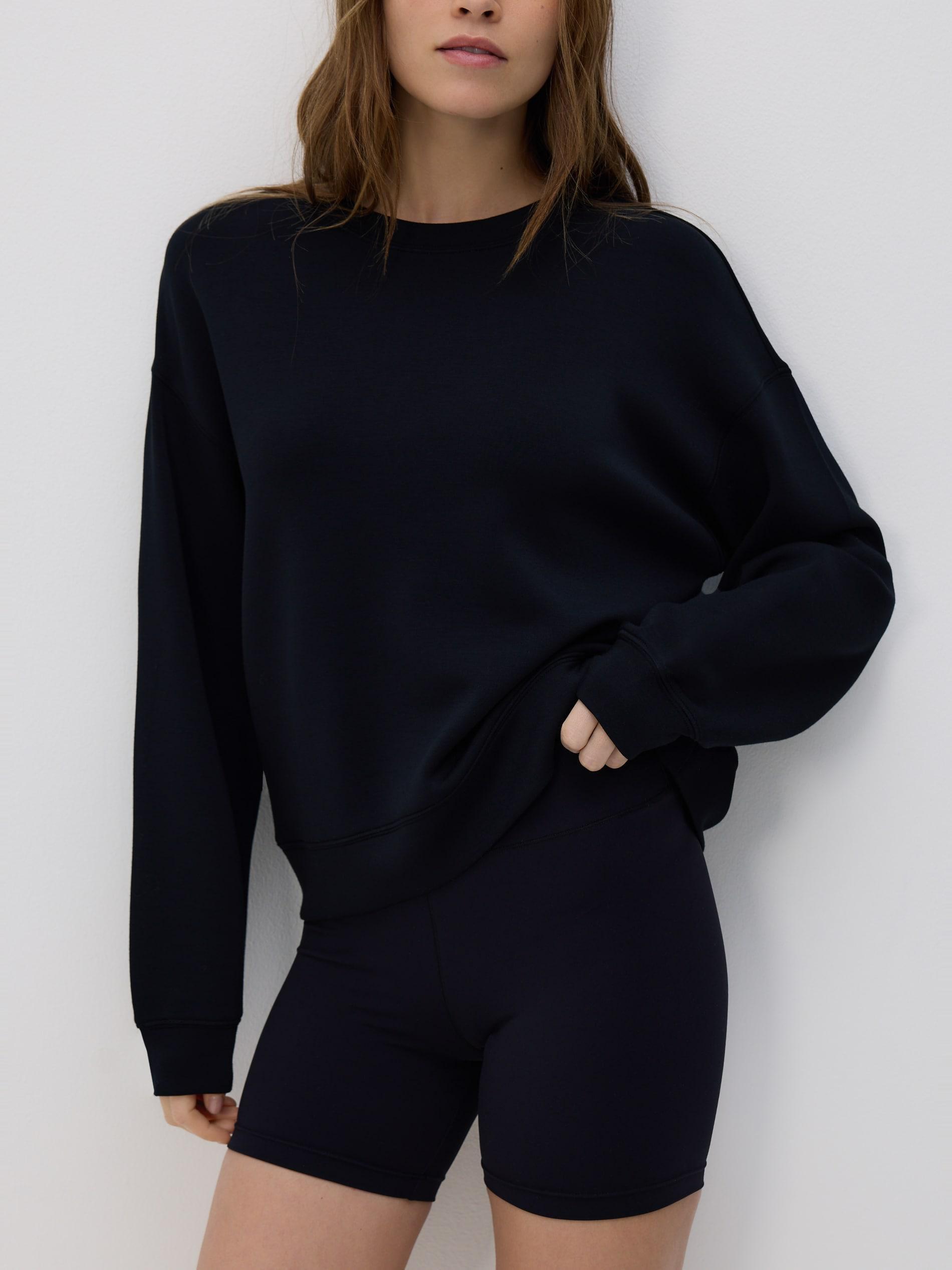 Black Modal Blend Sweatshirt, Black, large image number 2