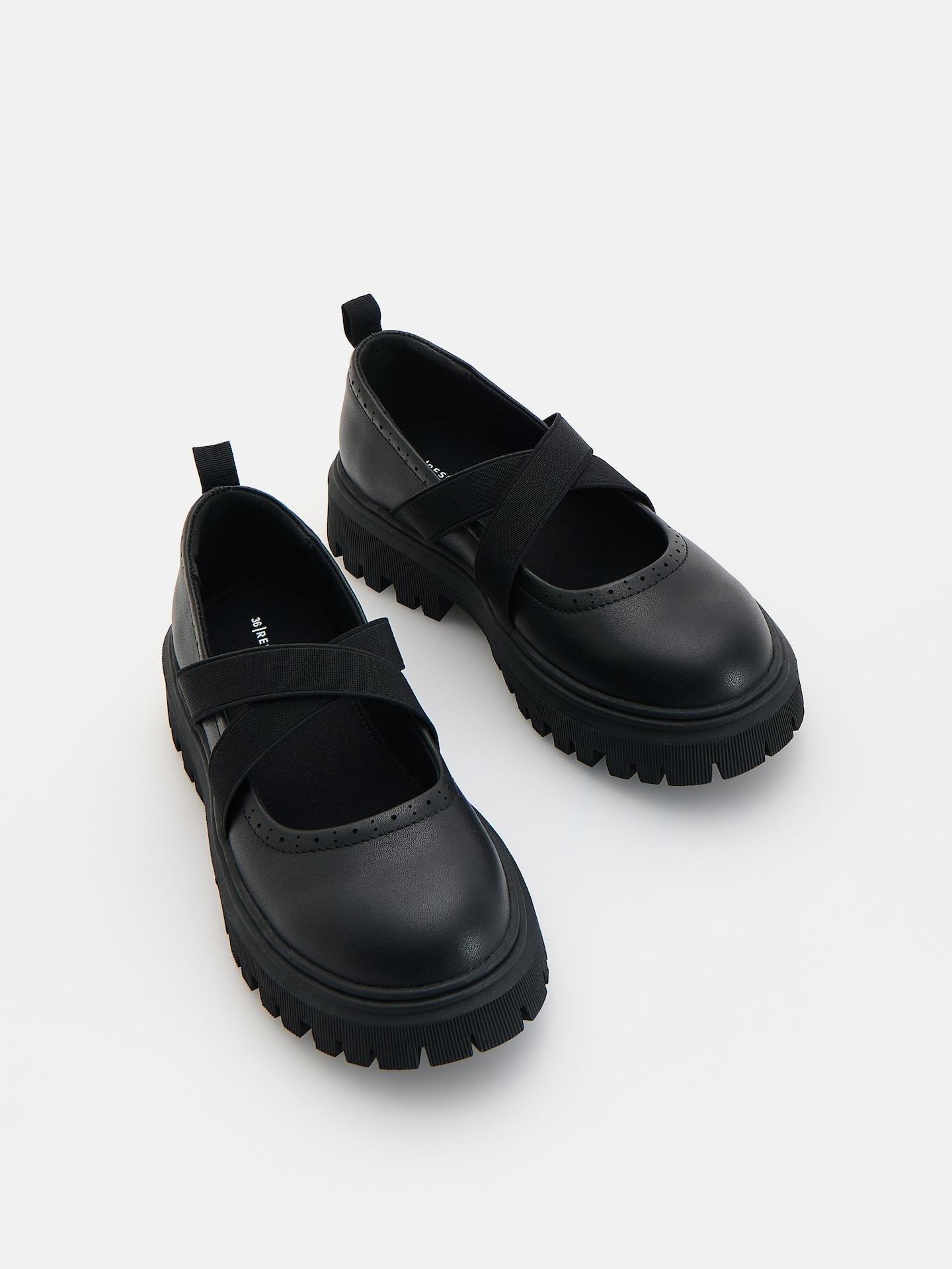 Black Leather Loafers, Black, large image number 1
