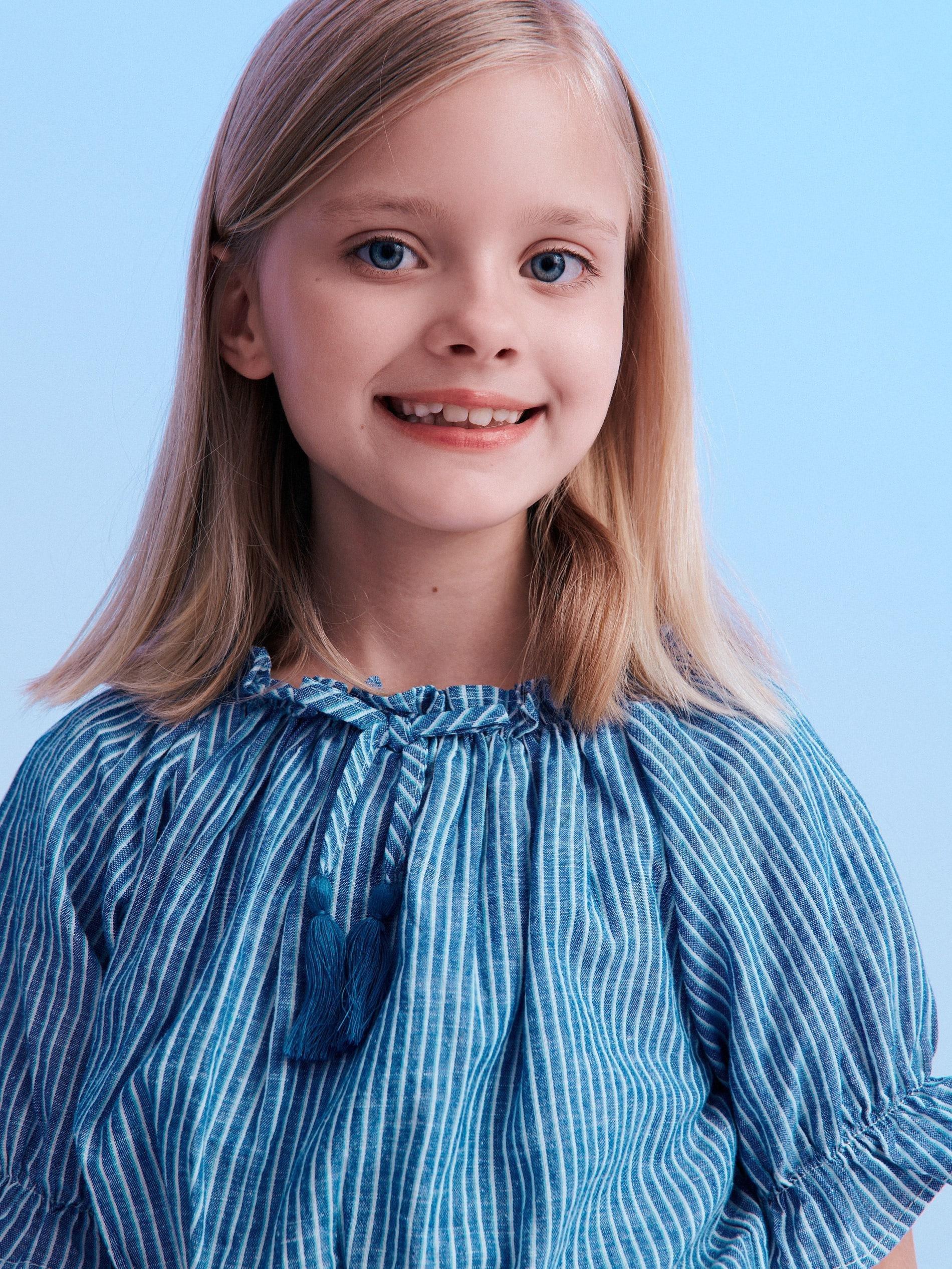 Blue Striped Blouse, Kids Girls, , large image number 0