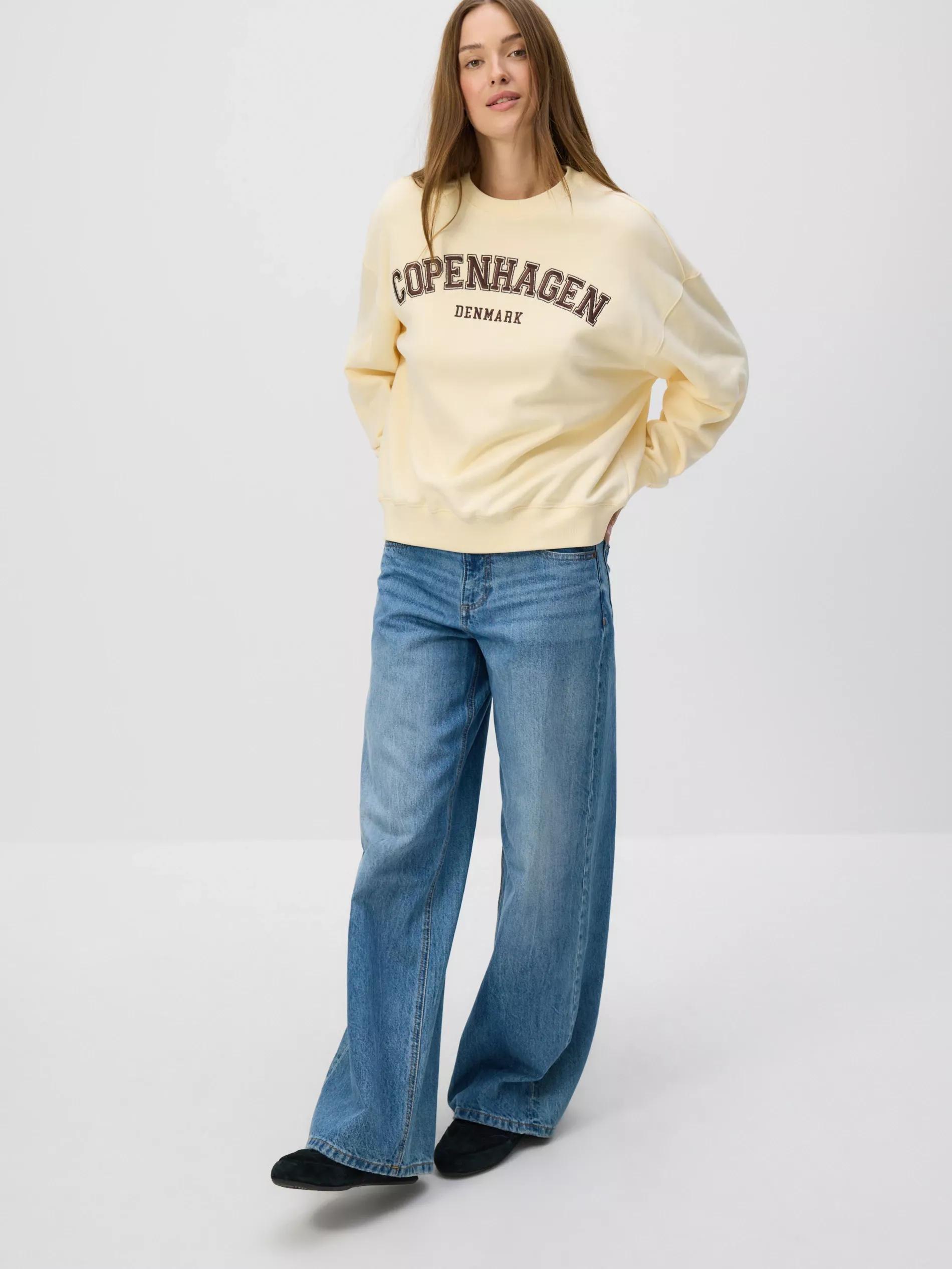 Yellow Hoodie With Embroidered Slogan, Yellow, medium