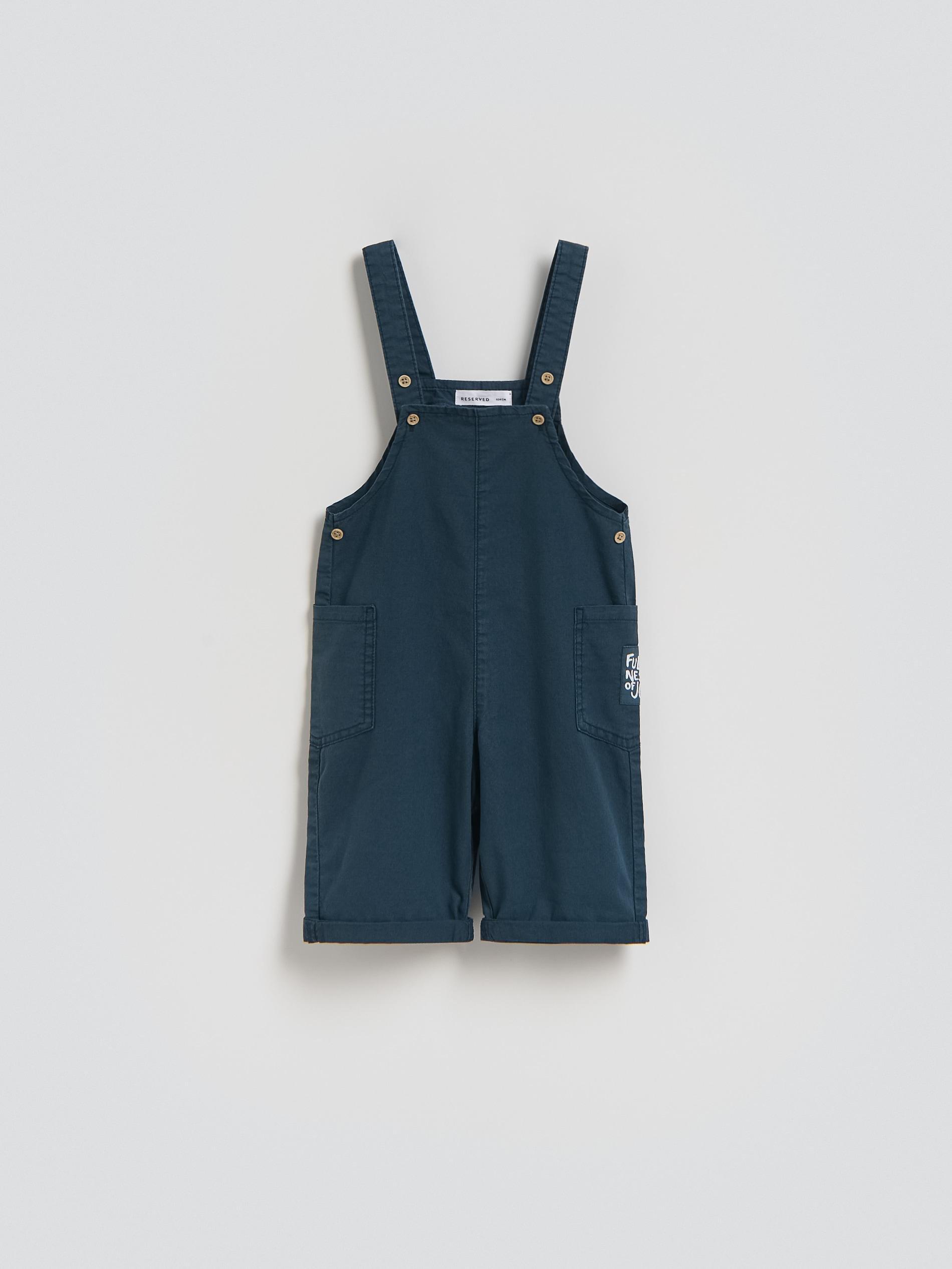 Navy Linen Rich Dungarees, Navy, large image number 0