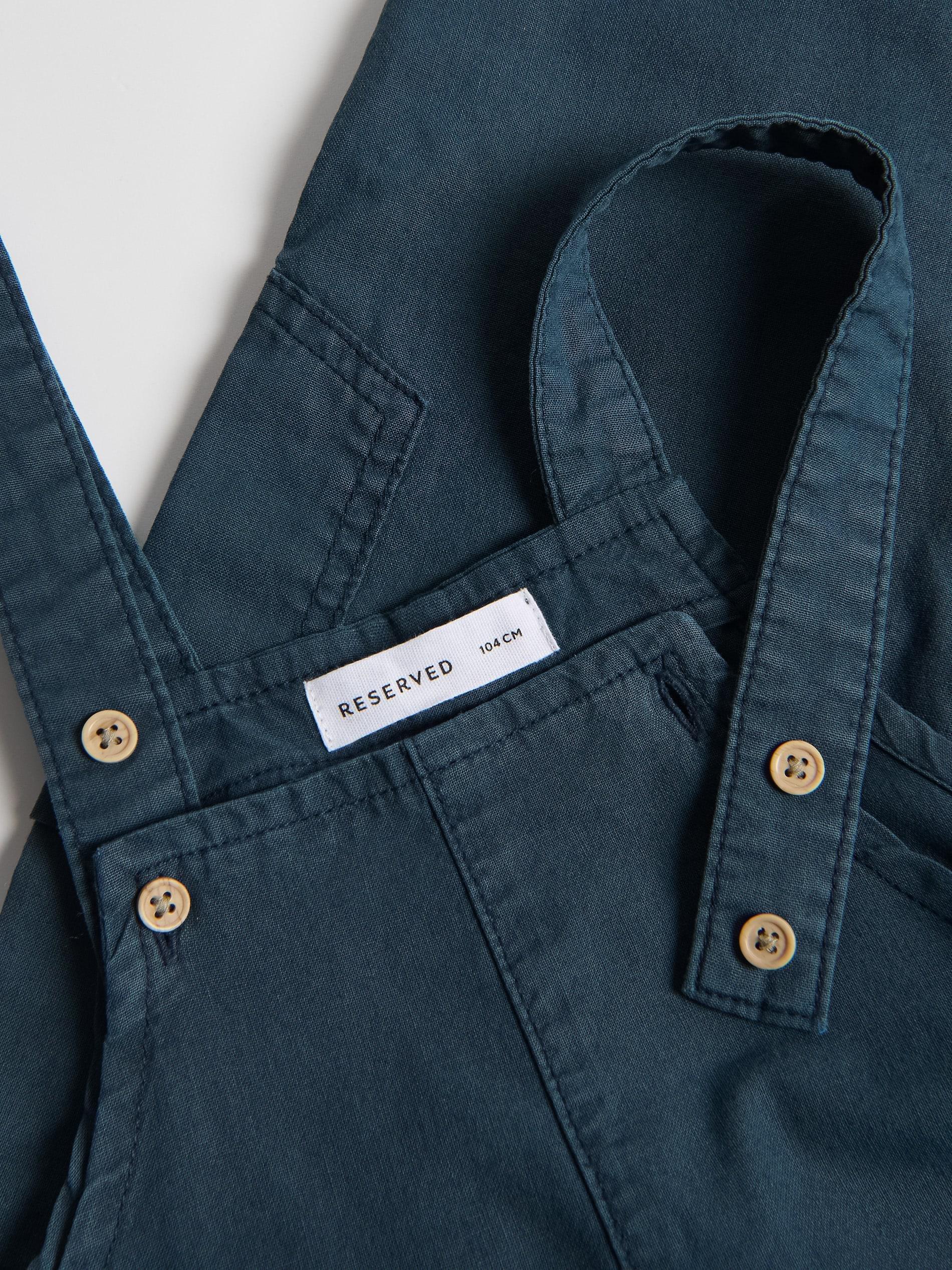 Navy Linen Rich Dungarees, Navy, large image number 1
