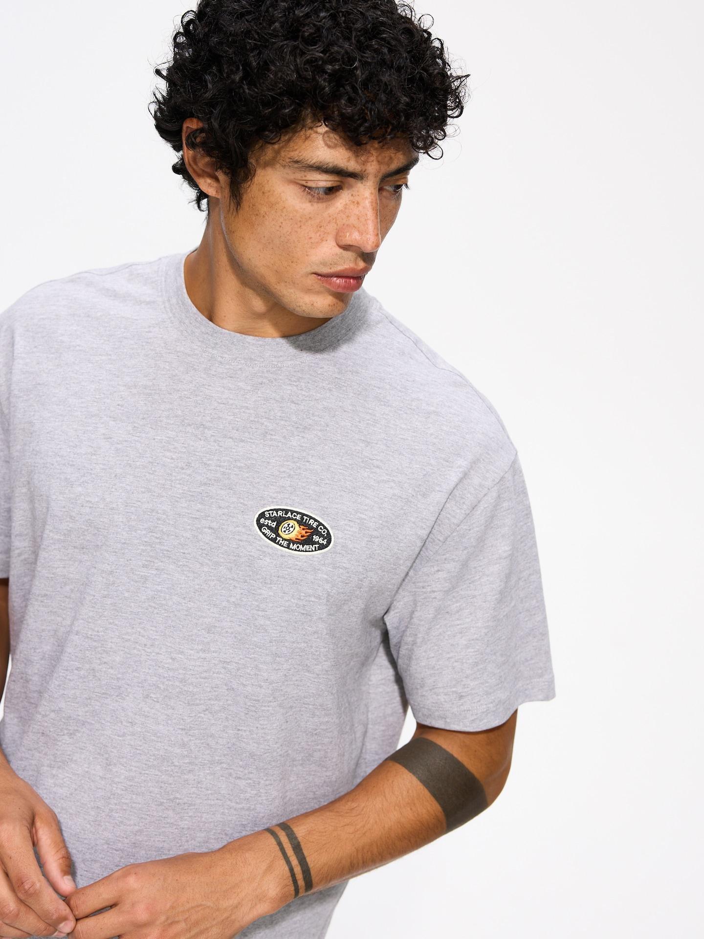 Grey Boxy Cut T-Shirt With Back Print, Light grey, large image number 0