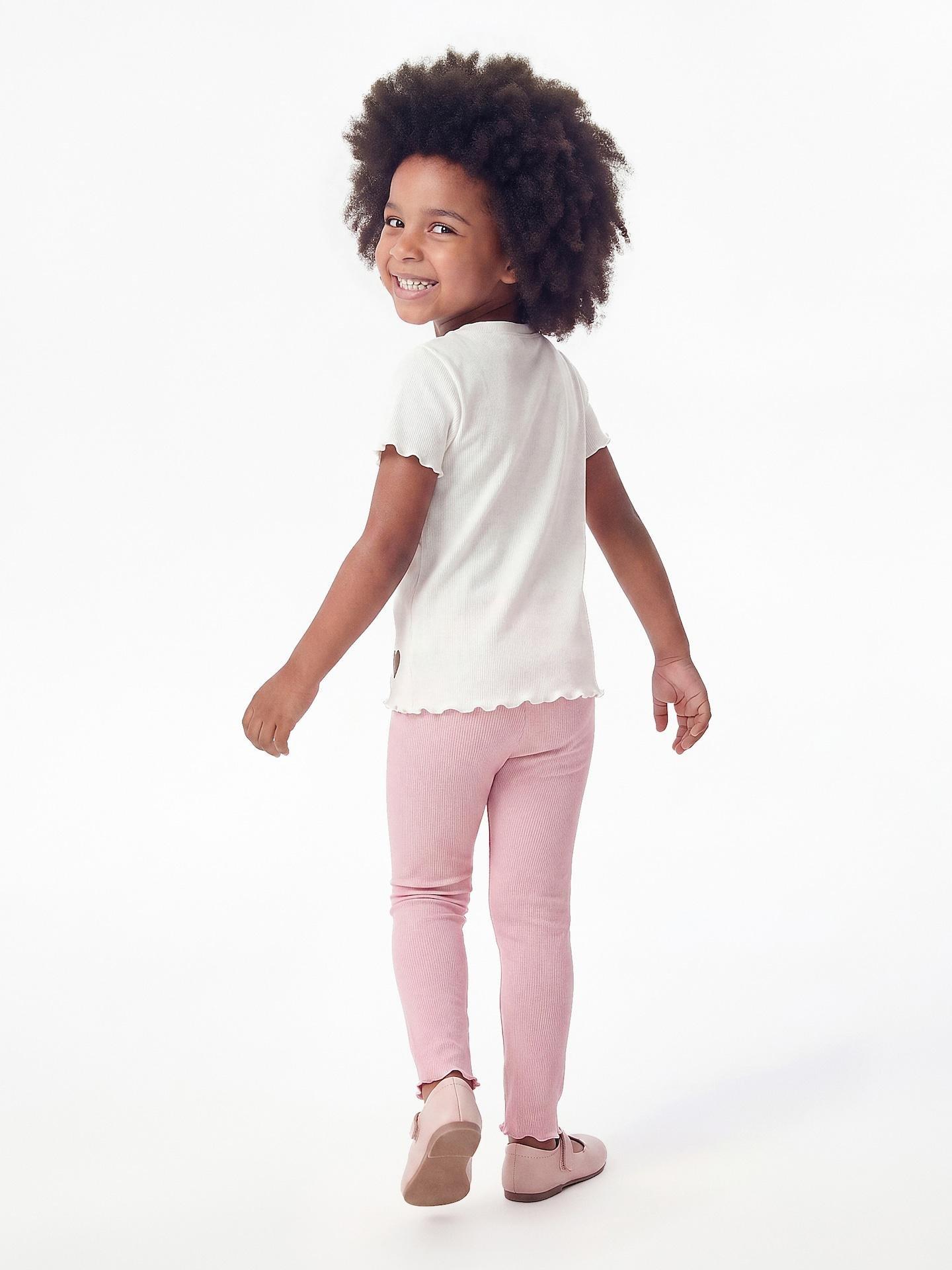 Pink Rib Knit Leggings, Pink, large image number 4
