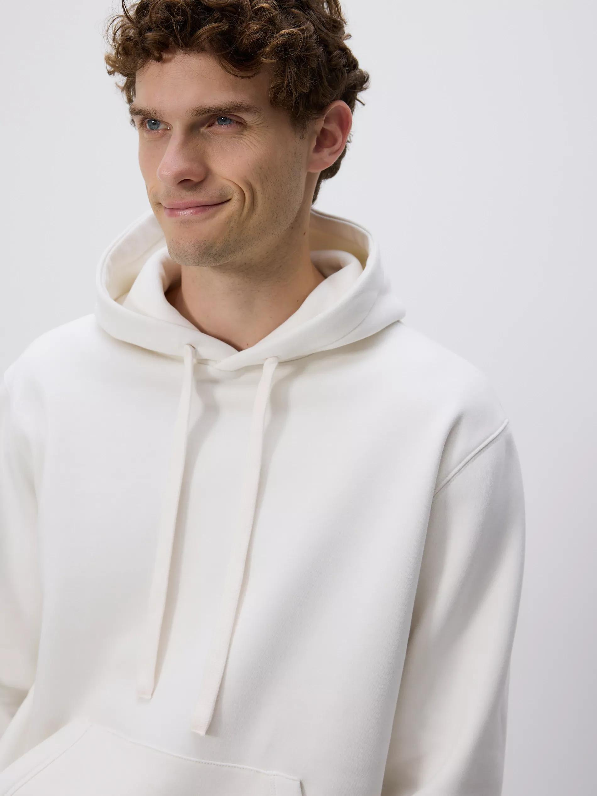 Cream Regular Fit Hoodie, , large image number 0