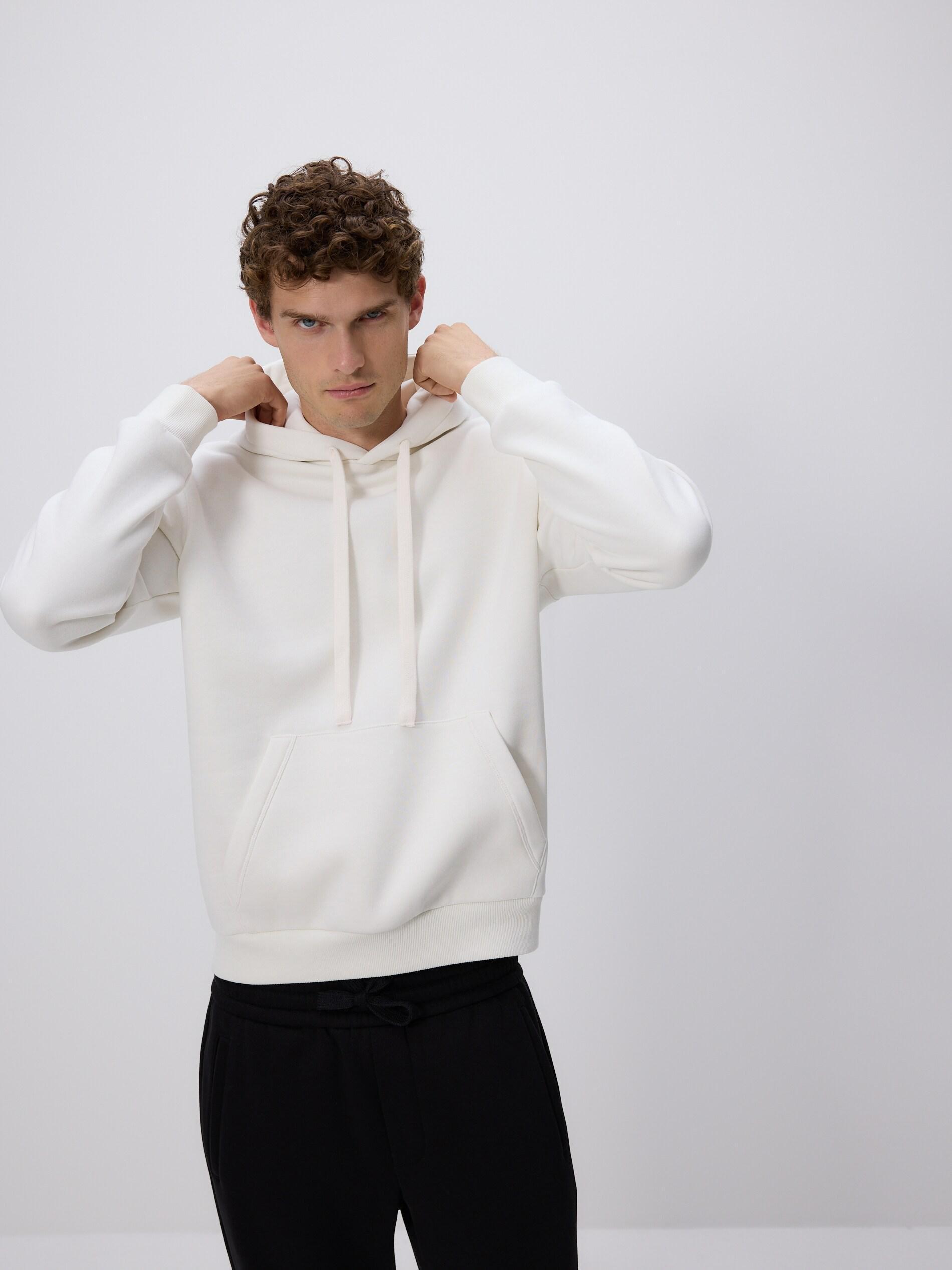 Cream Regular Fit Hoodie, Ivory, medium