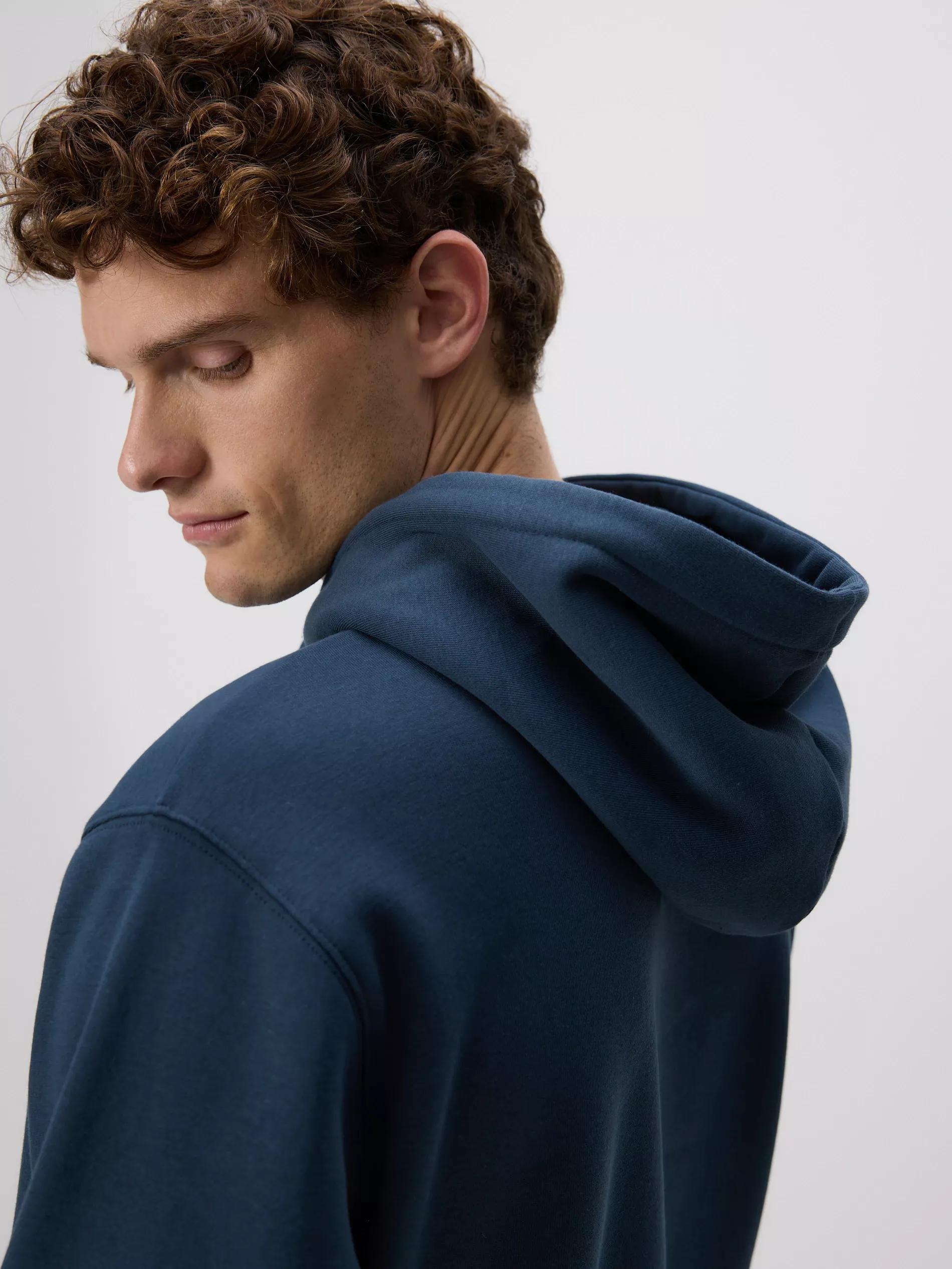 Navy Regular Fit Hoodie, Blue, medium
