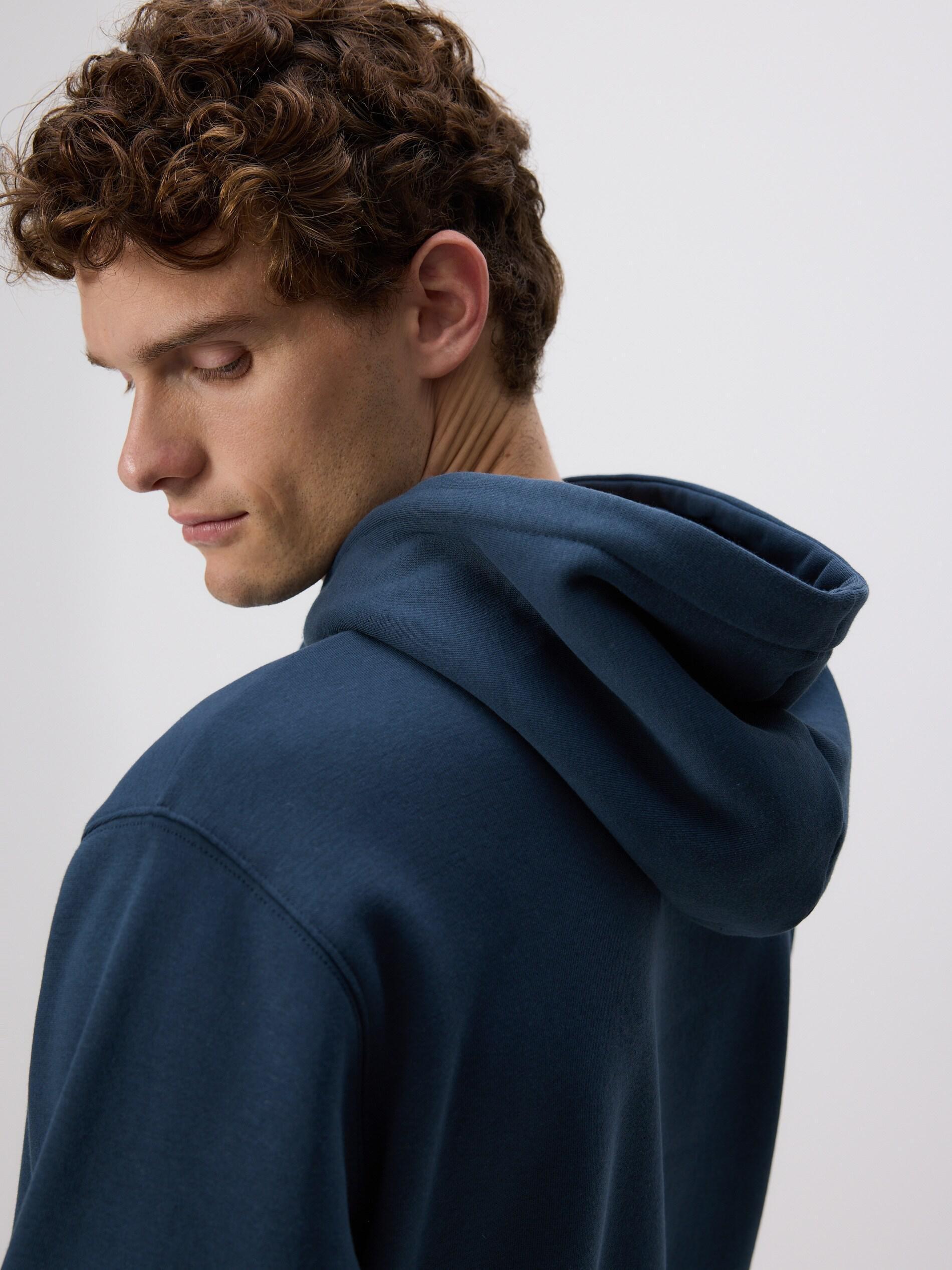 Navy Regular Fit Hoodie, Blue, medium