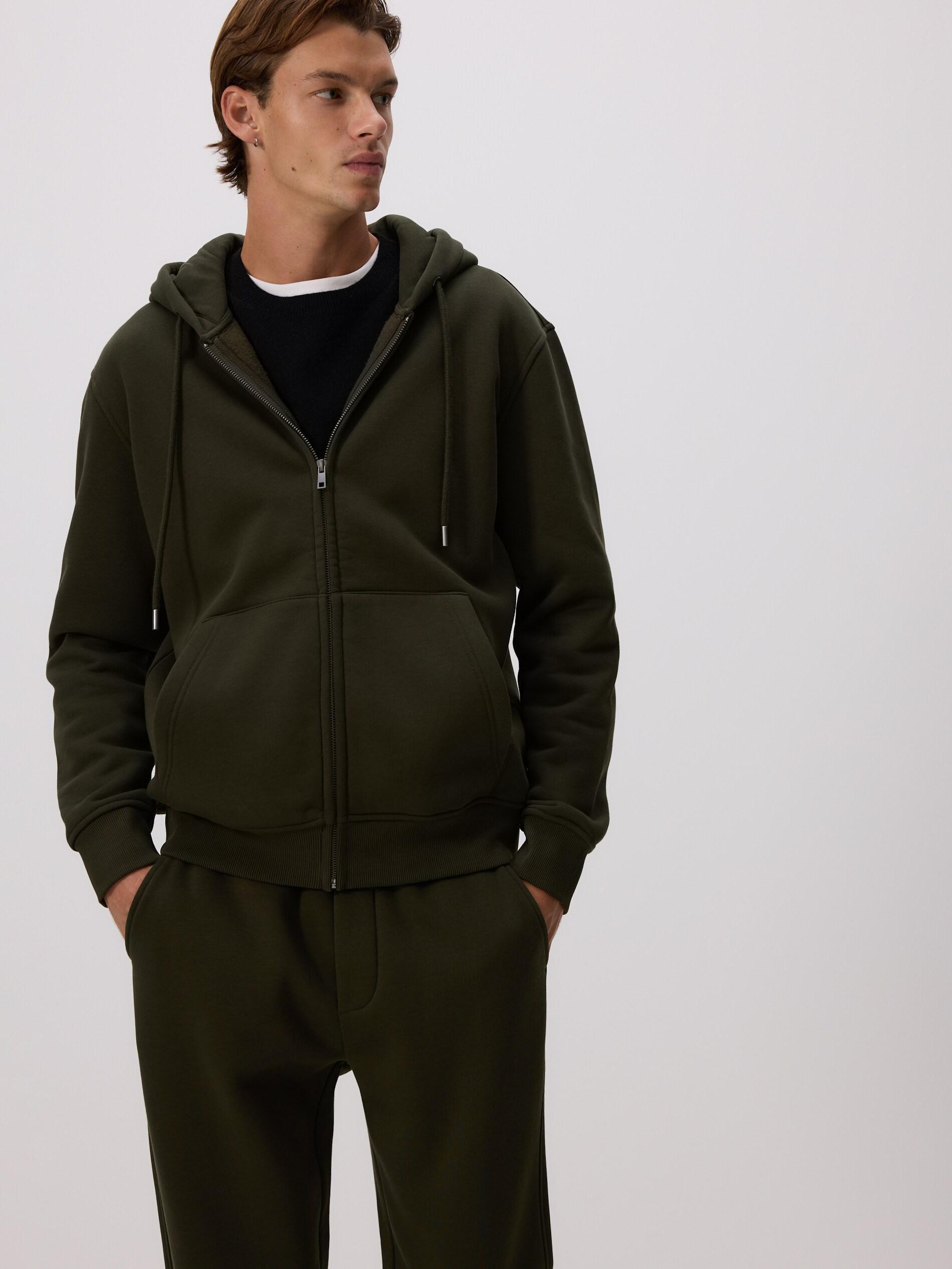 Green Relaxed Detailed Hoodie, Khaki, large image number 0