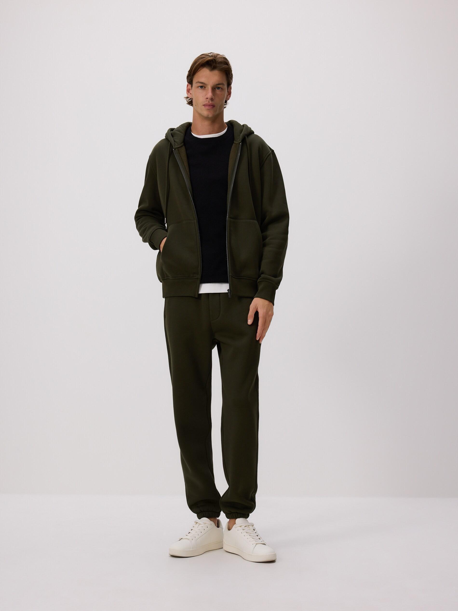 Green Relaxed Detailed Hoodie, Khaki, large image number 1