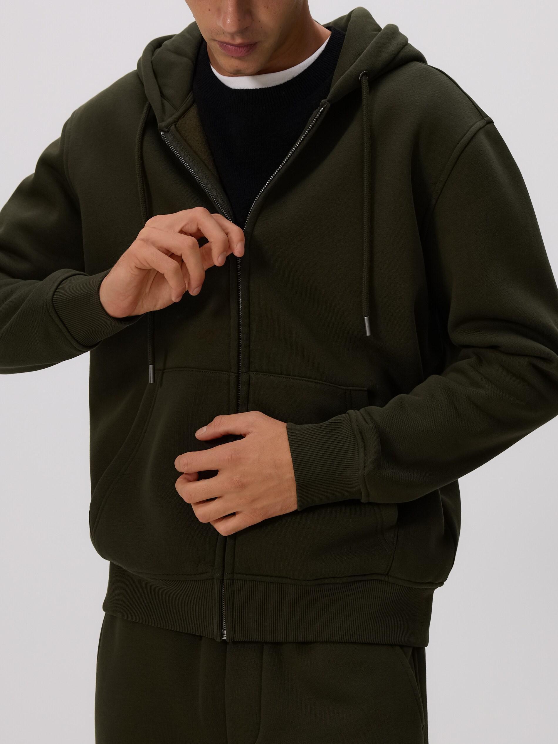 Green Relaxed Detailed Hoodie, Khaki, large image number 2